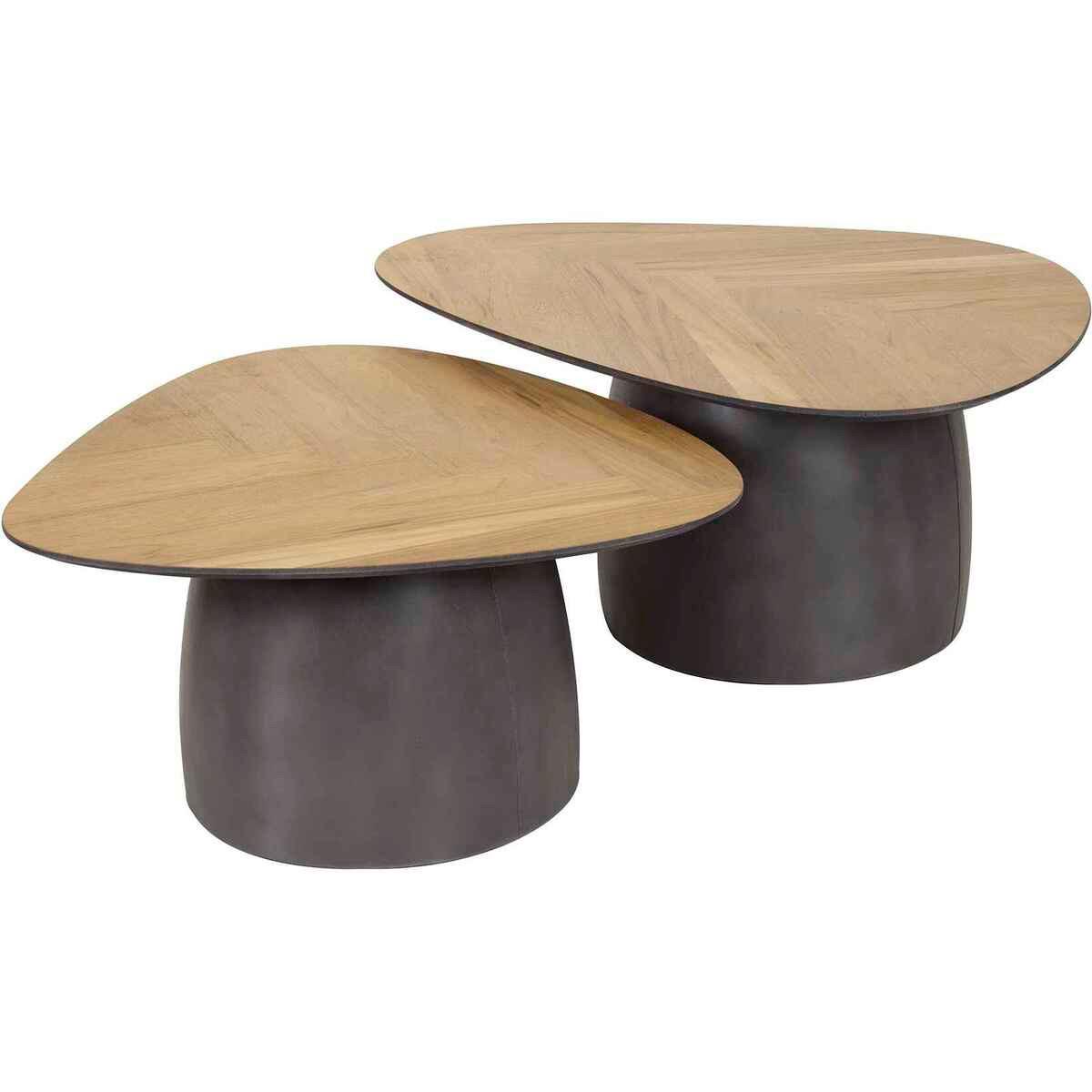 mutoni Couchtisch Infinite Teakholzfurnier recycelt (2er-Set)