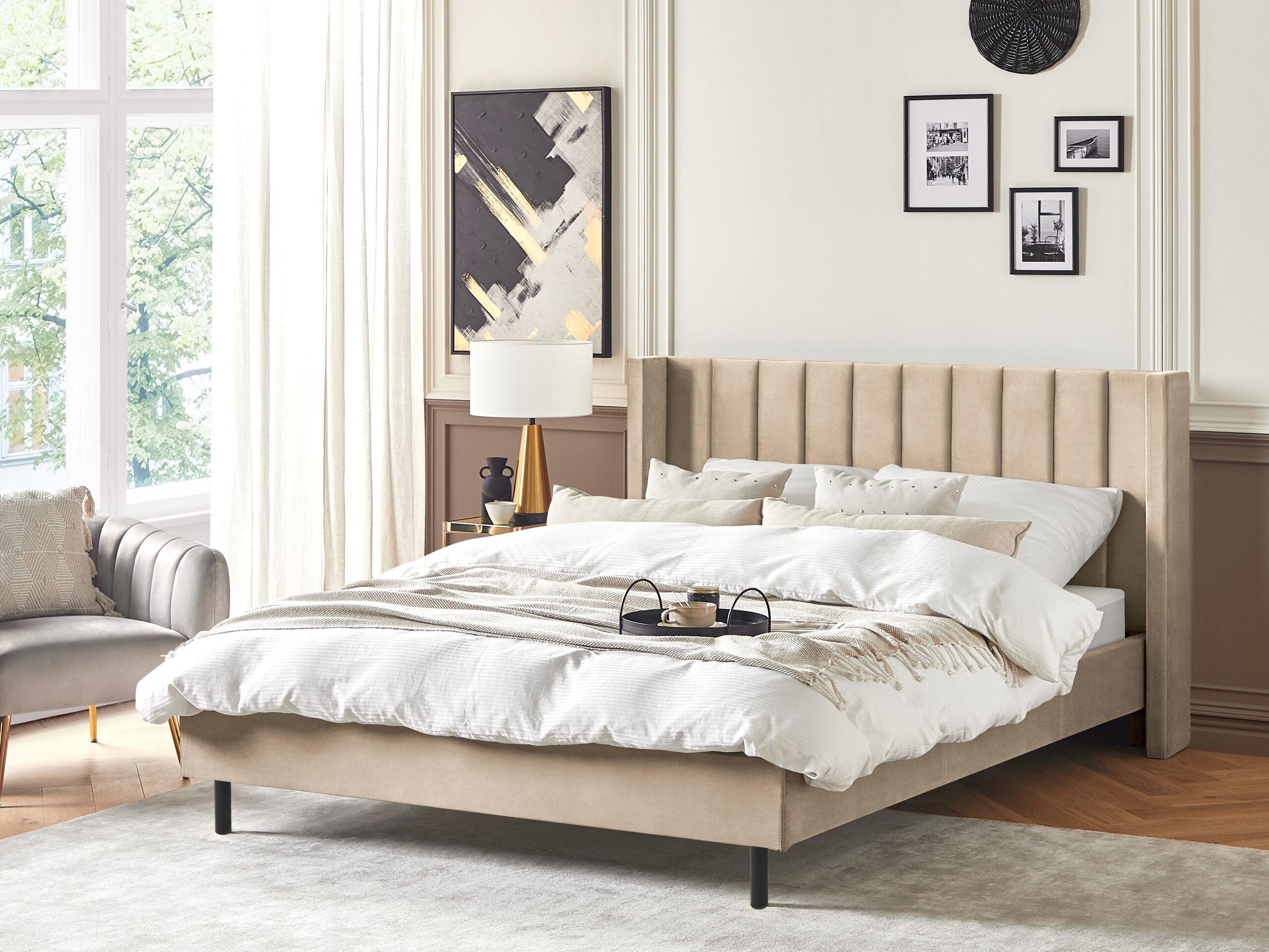 Beliani Bett mit Lattenrost aus Samtstoff Modern VILLETTE