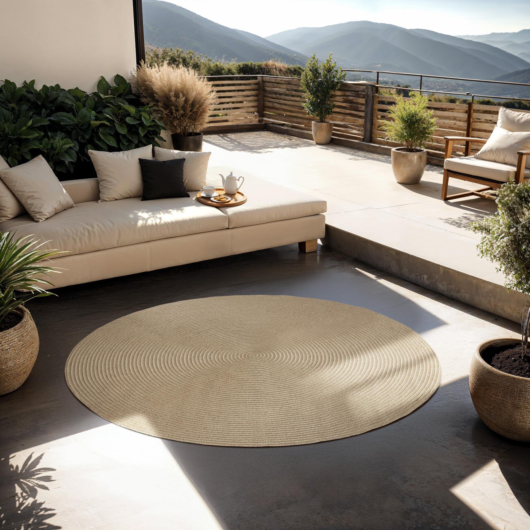 Tectake Geflochtener Teppich Vibe aus Jute- und Kunststofffasern