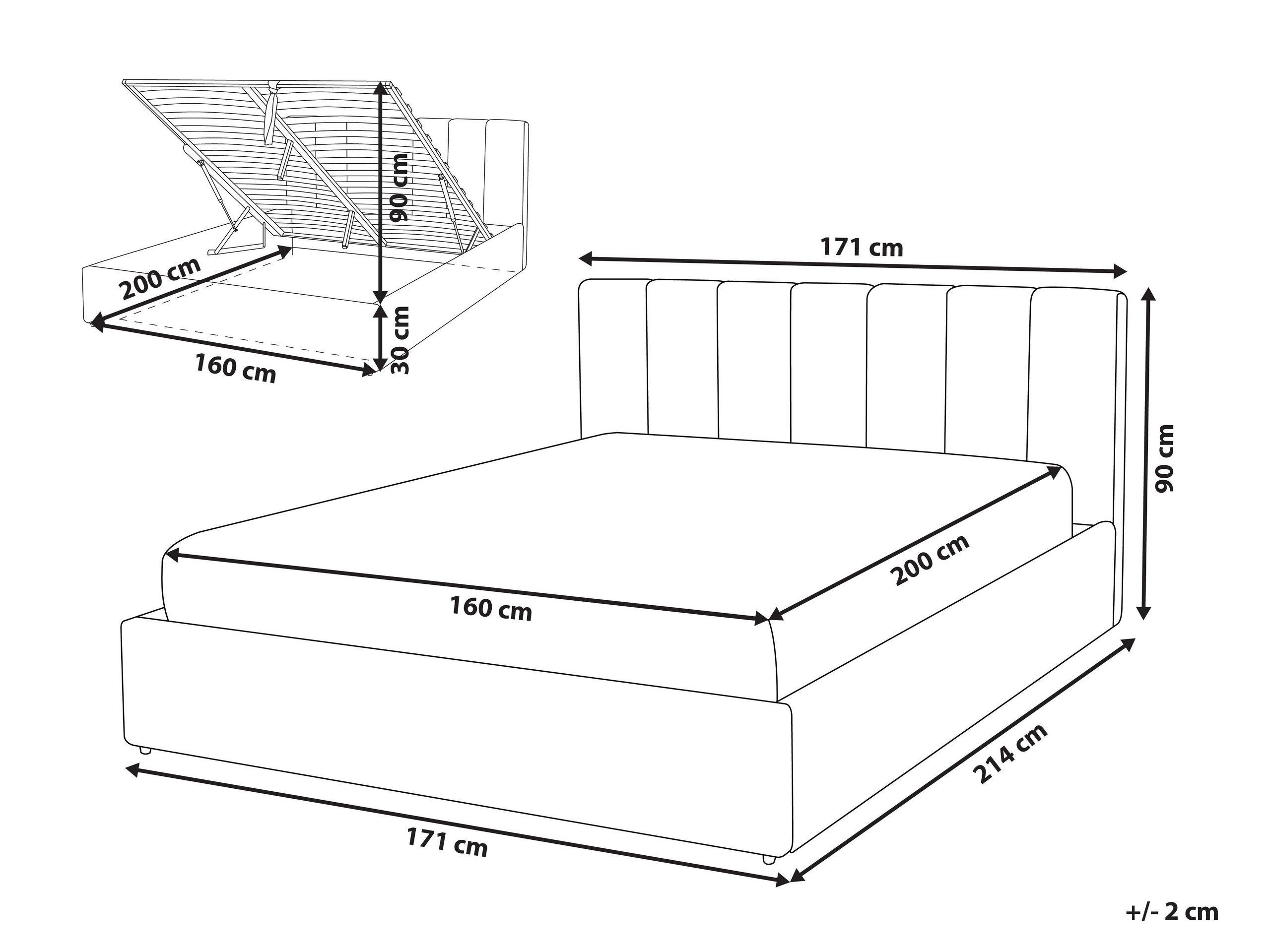 Beliani Bett mit Bettkasten aus Polyester Modern DREUX