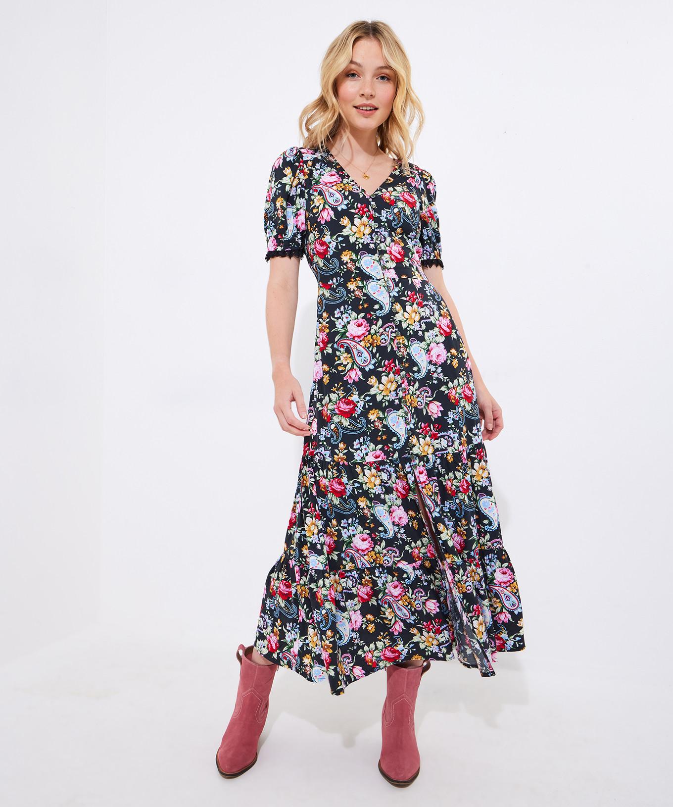Joe Browns Florales Maxikleid mit Spitzenbesatz