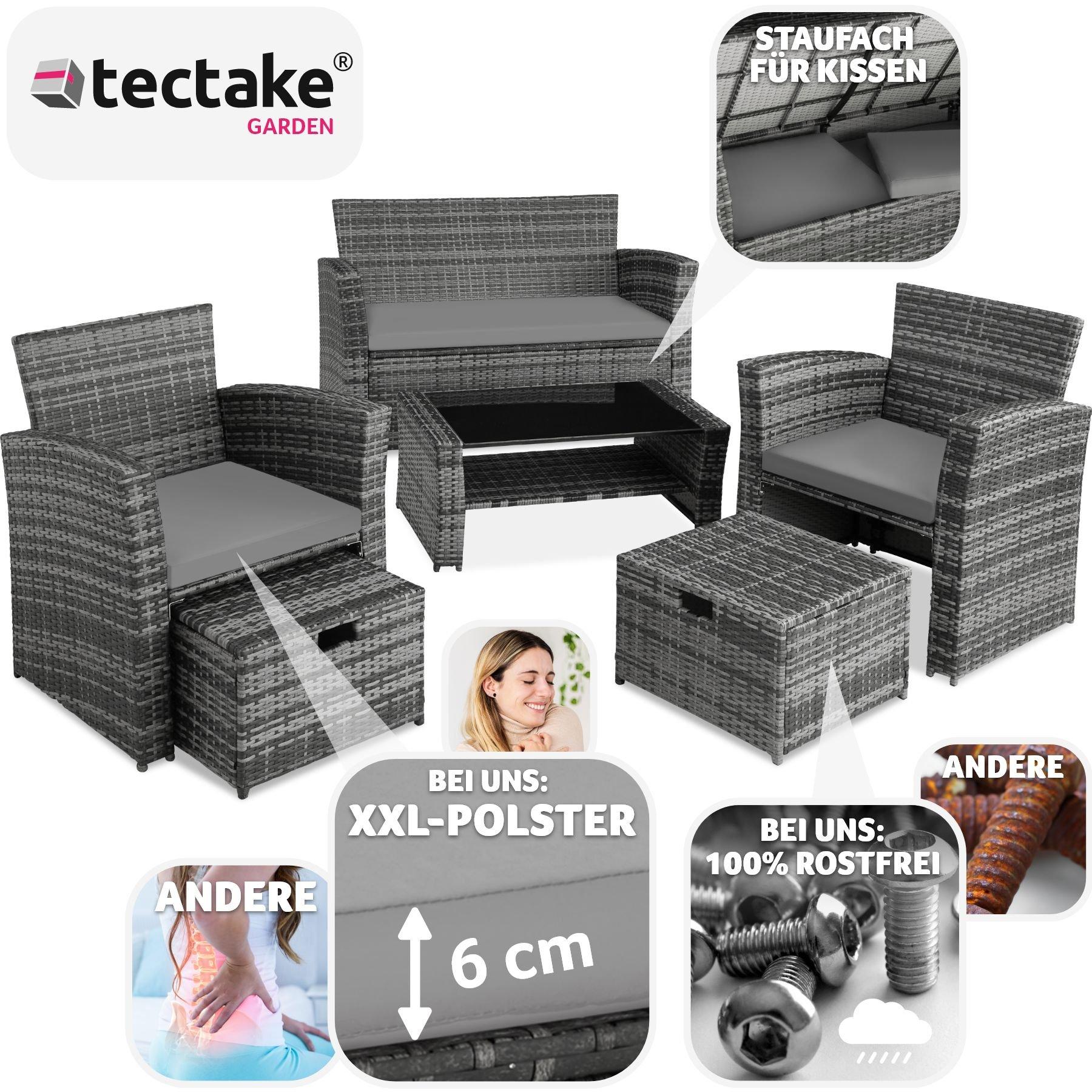 Tectake Rattan Sitzgruppe Modena 3+2+1 inkl. Schutzhülle