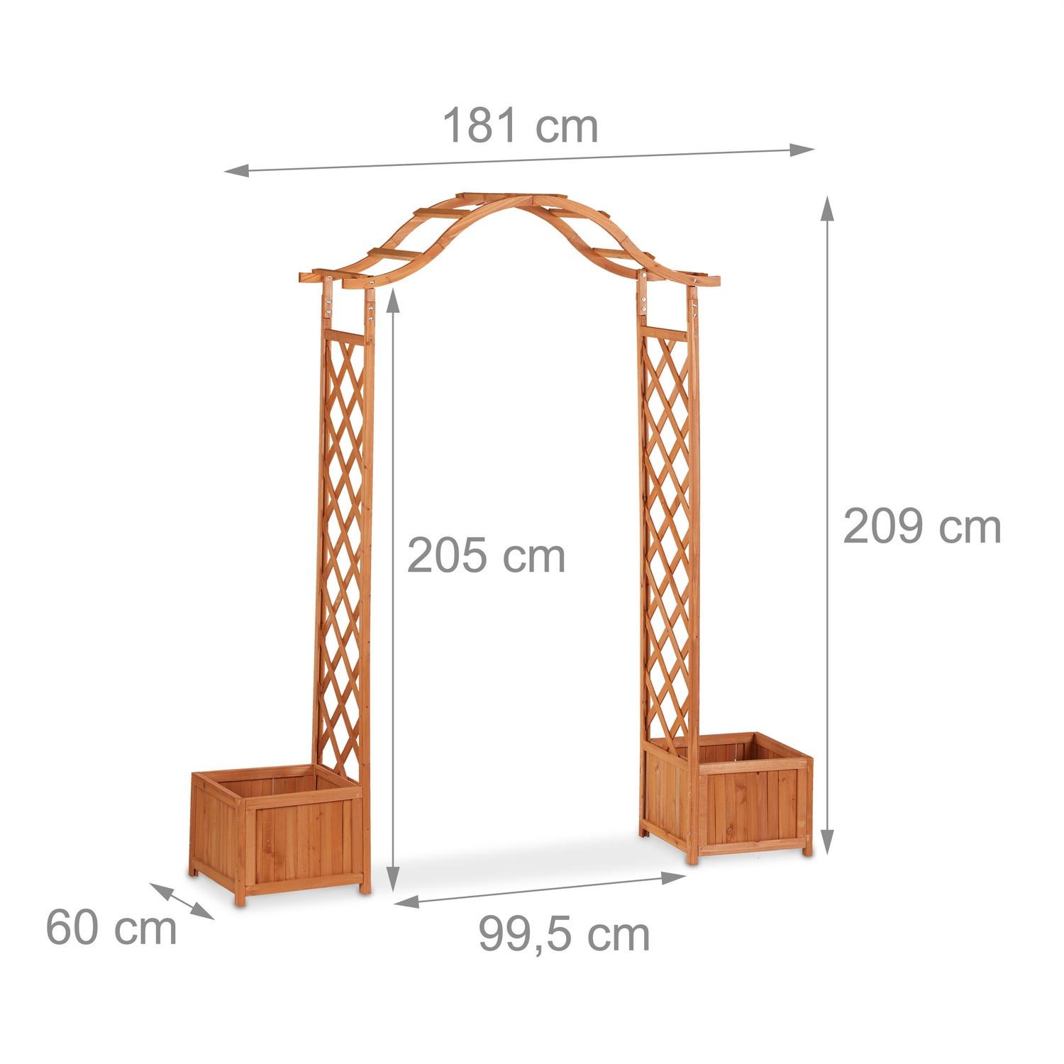 Northix Rosenbogen aus Holz mit 2 Pflanzkästen
