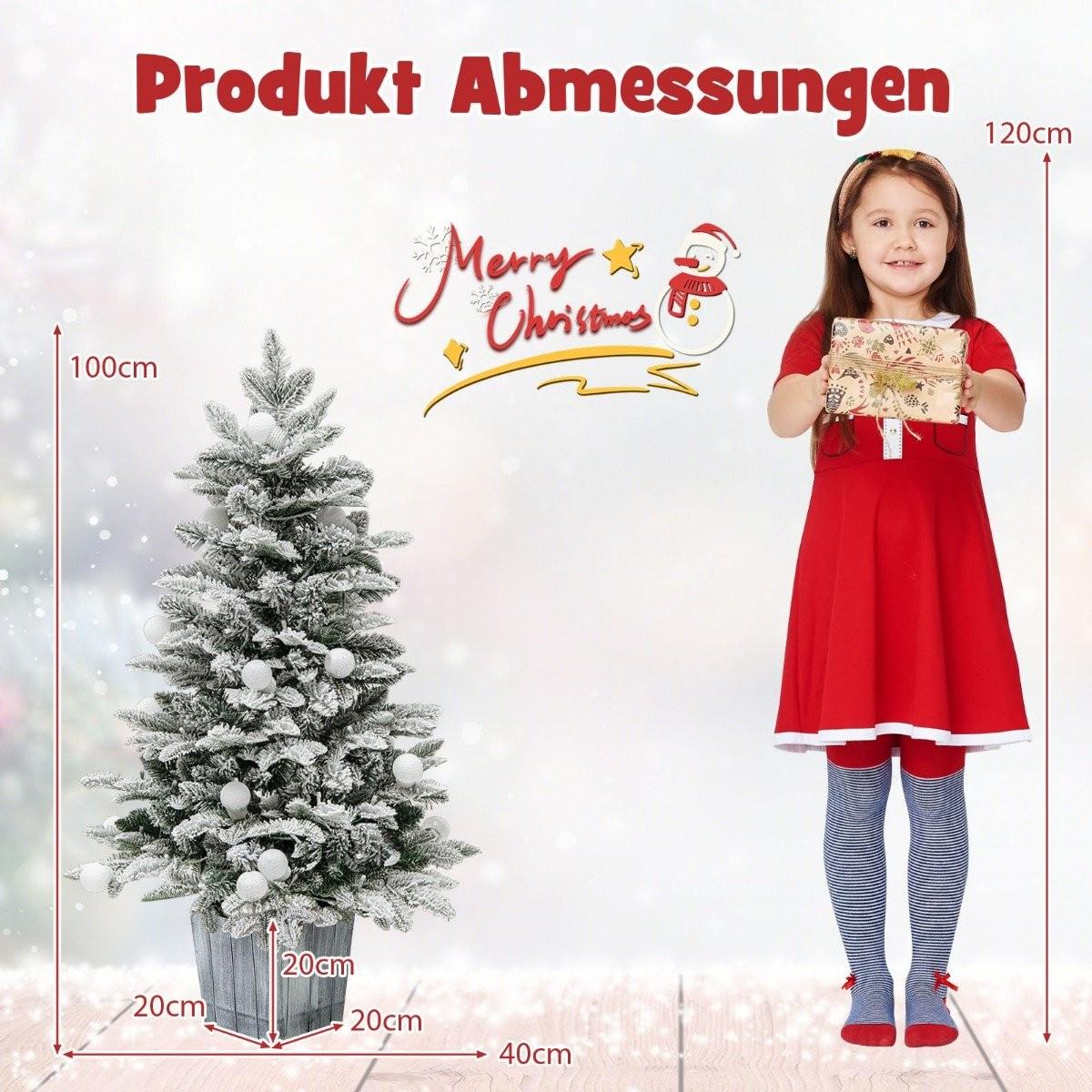 Northix Künstlicher Weihnachtsbaum beflockter Tannenbaum mit 80 mehrfarbigen LED-Lichtern