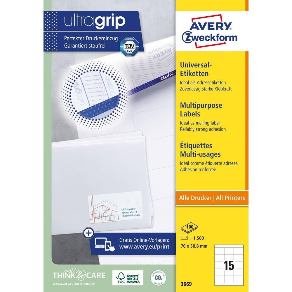 Avery-Zweckform AVERY ZWECKFORM Universal-Etikett. 70x50,8mm, 1500 Stk.