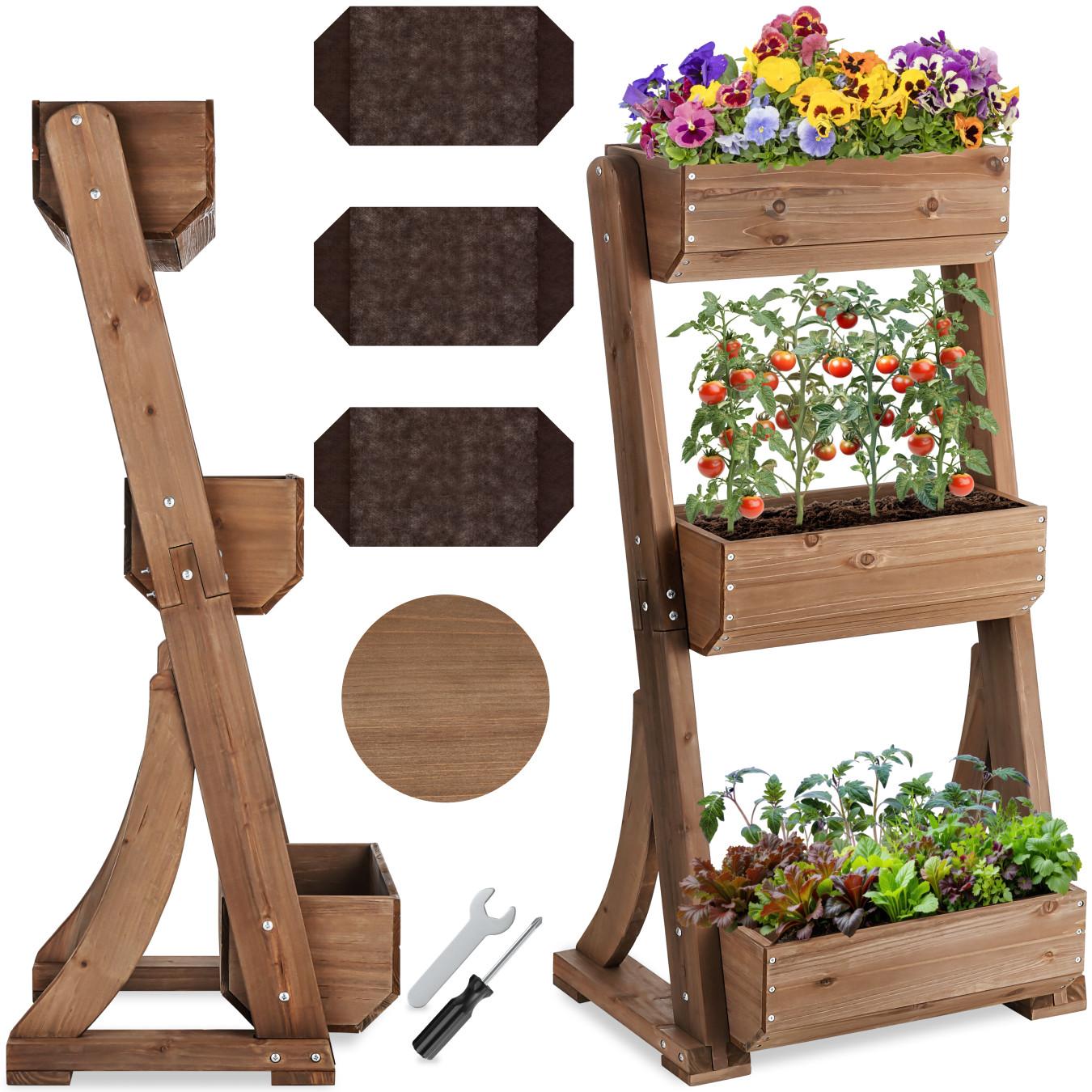 Tectake Vertikalbeet Flora, lackiertes Holz, inkl.