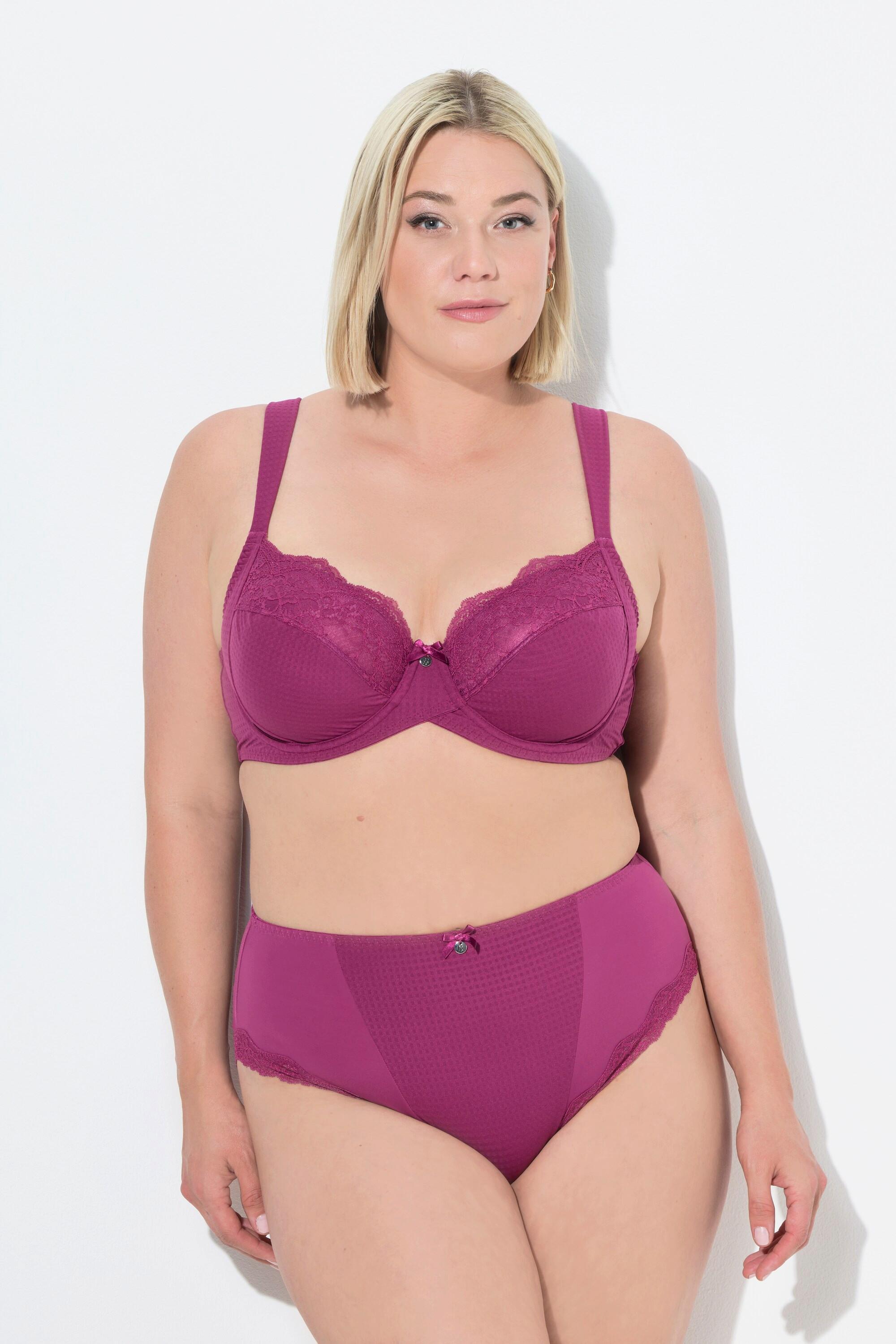 Ulla Popken Bügel-BH, Jacquard, Spitze, Softcups, Cup B - G