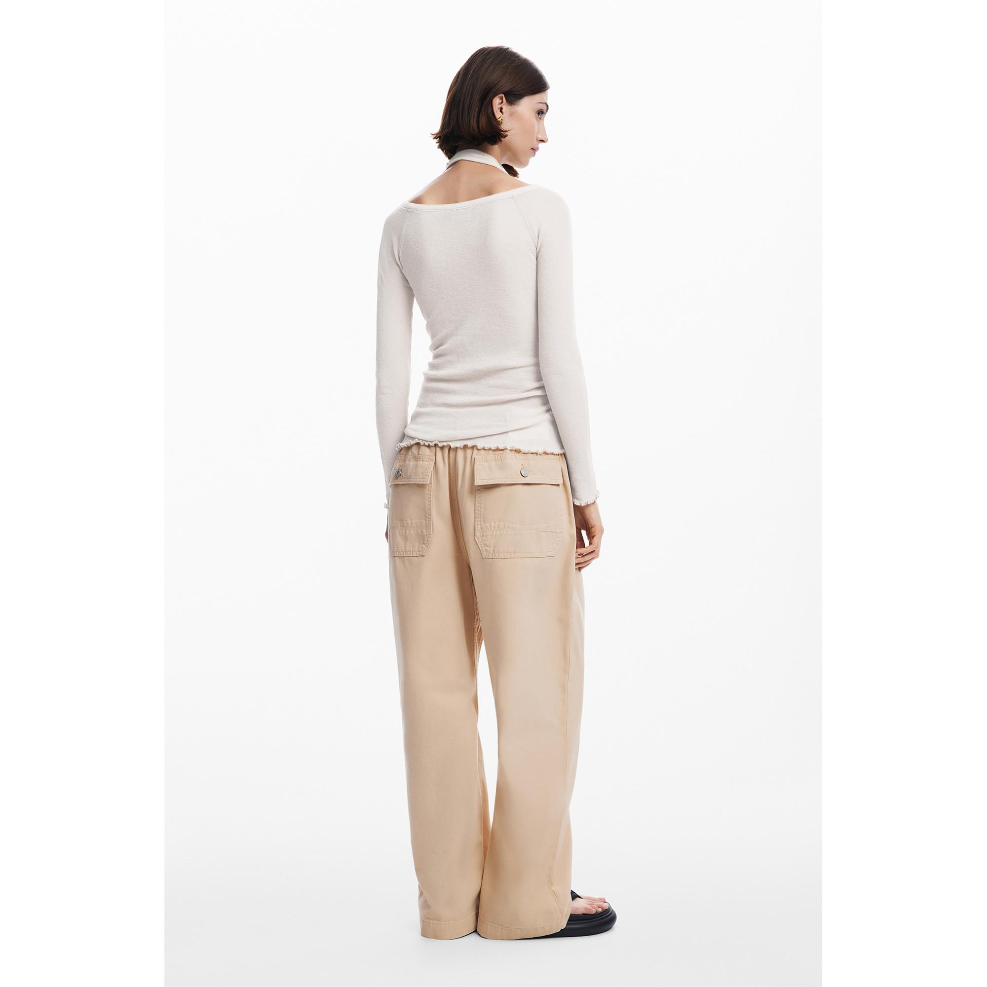 Desigual Langarm Halter Neck U-Boot Ausschnitt T-Shirt