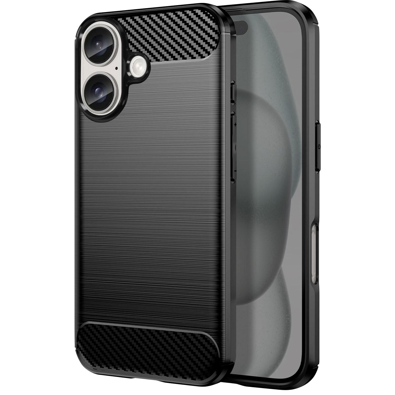 Avizar Carbon Hülle iPhone 16 Plus Schwarz