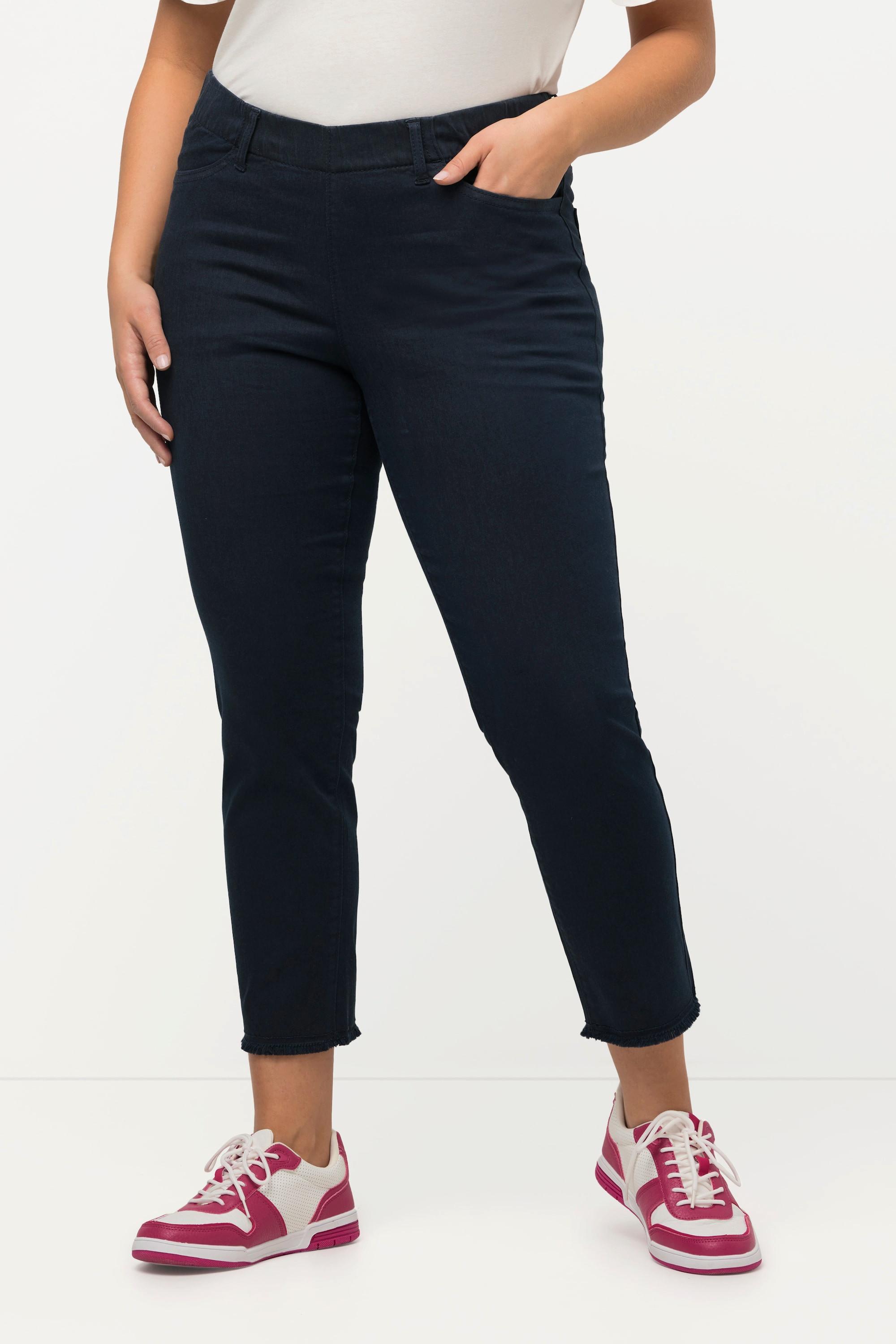Ulla Popken Sienna 7/8 Hose schmaler Bein Fransensaum