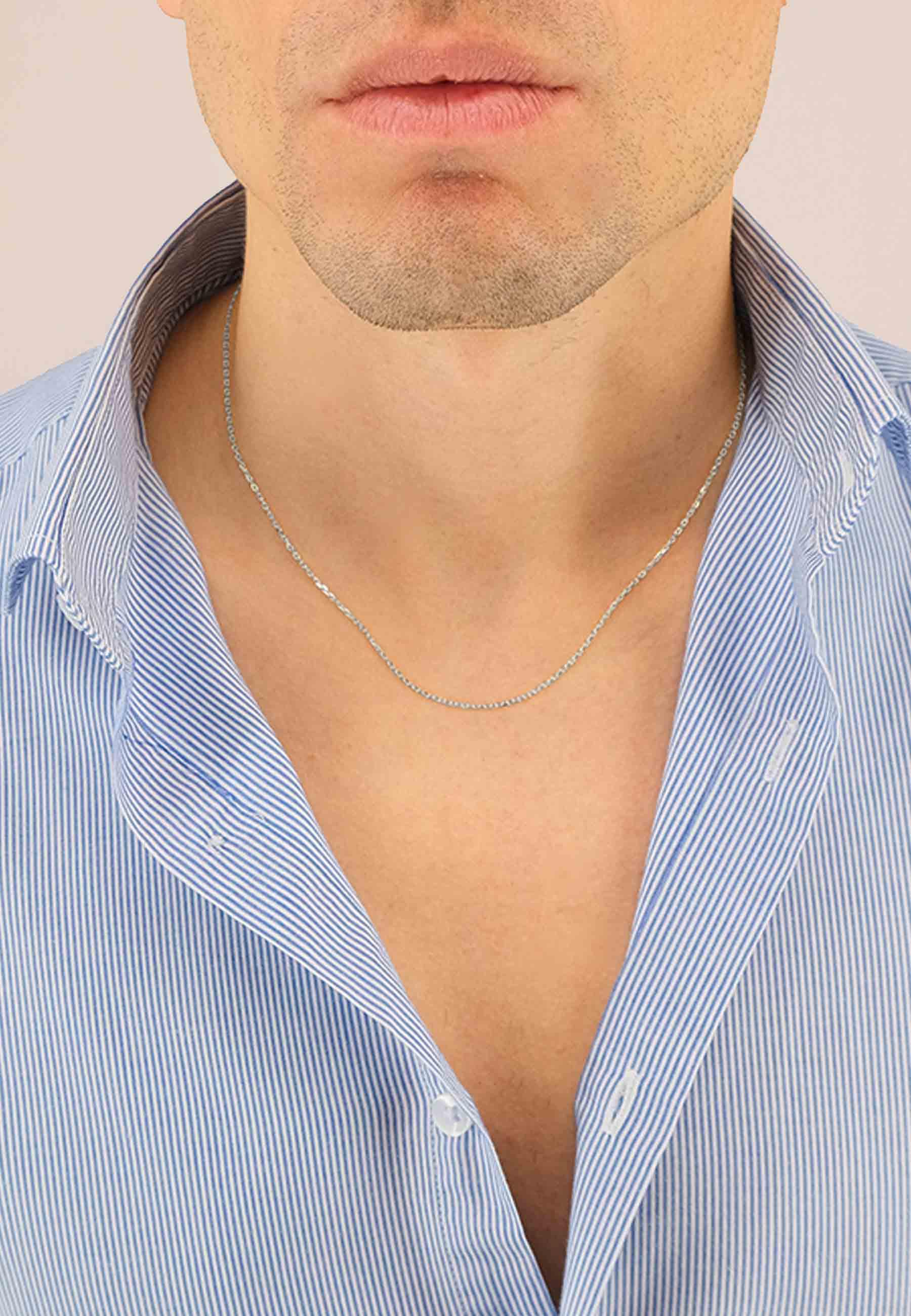MUAU Schmuck Collier Anker Weissgold 750, 1.4mm, 42cm