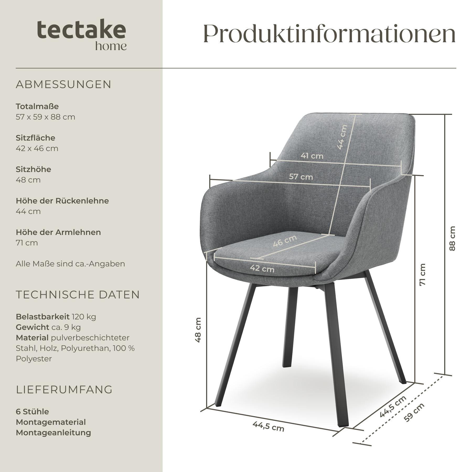 Tectake Drehbarer Armlehnstuhl Alicon, gepolstert