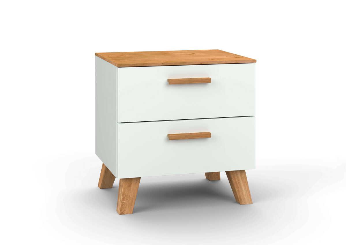 mutoni Nachttisch Helsinki Massivholz Eiche weiss 50x41x52