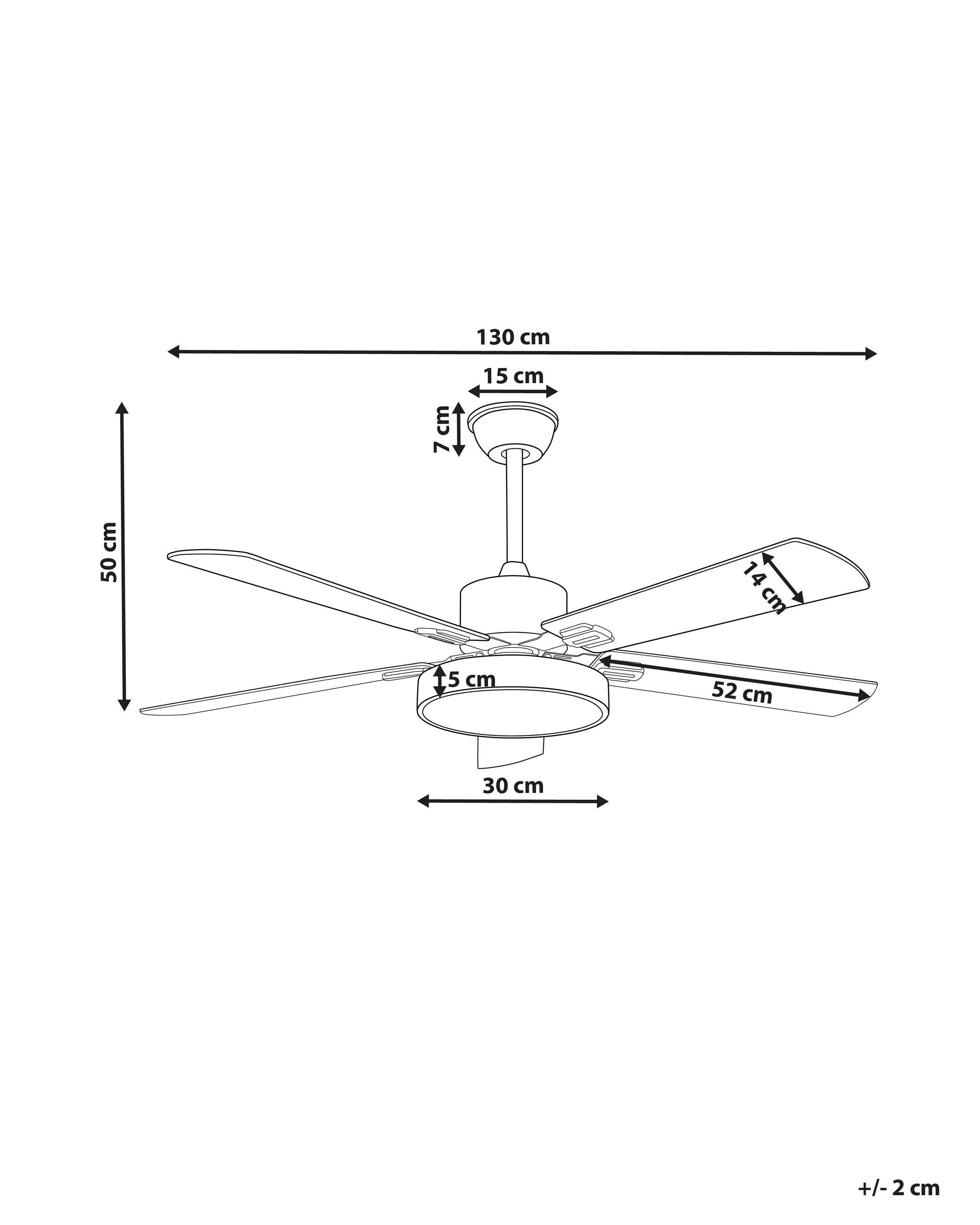 Beliani Deckenventilator mit Licht aus Eisen Klassisch HOBBLE