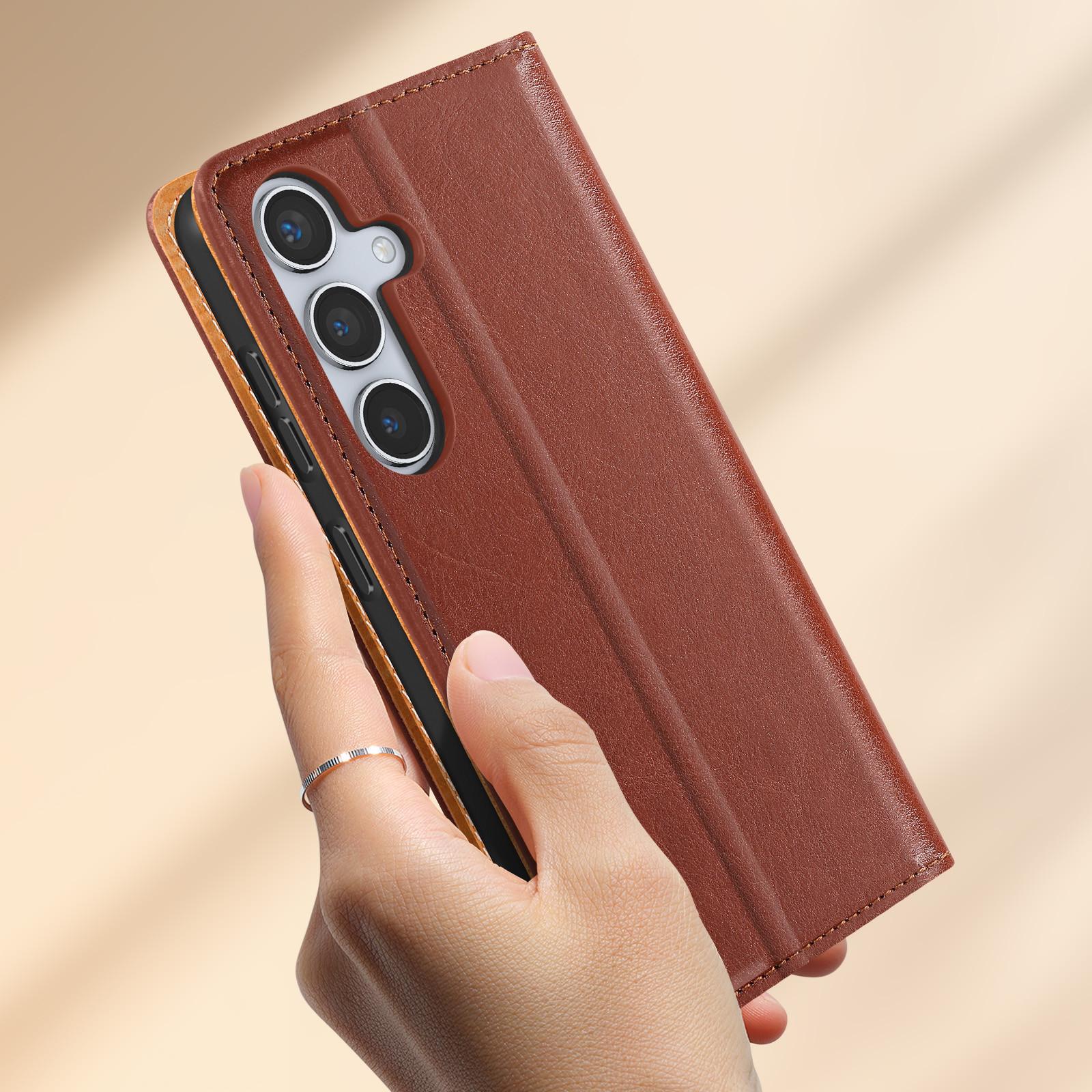 Avizar Lederhülle Samsung S24 Braun