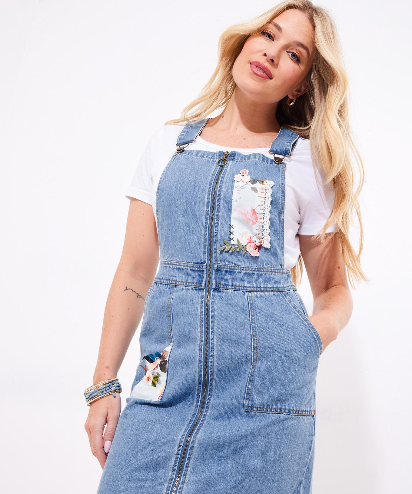 Joe Browns Geblümtes Denim Schürzenkleid mit Reissverschluss