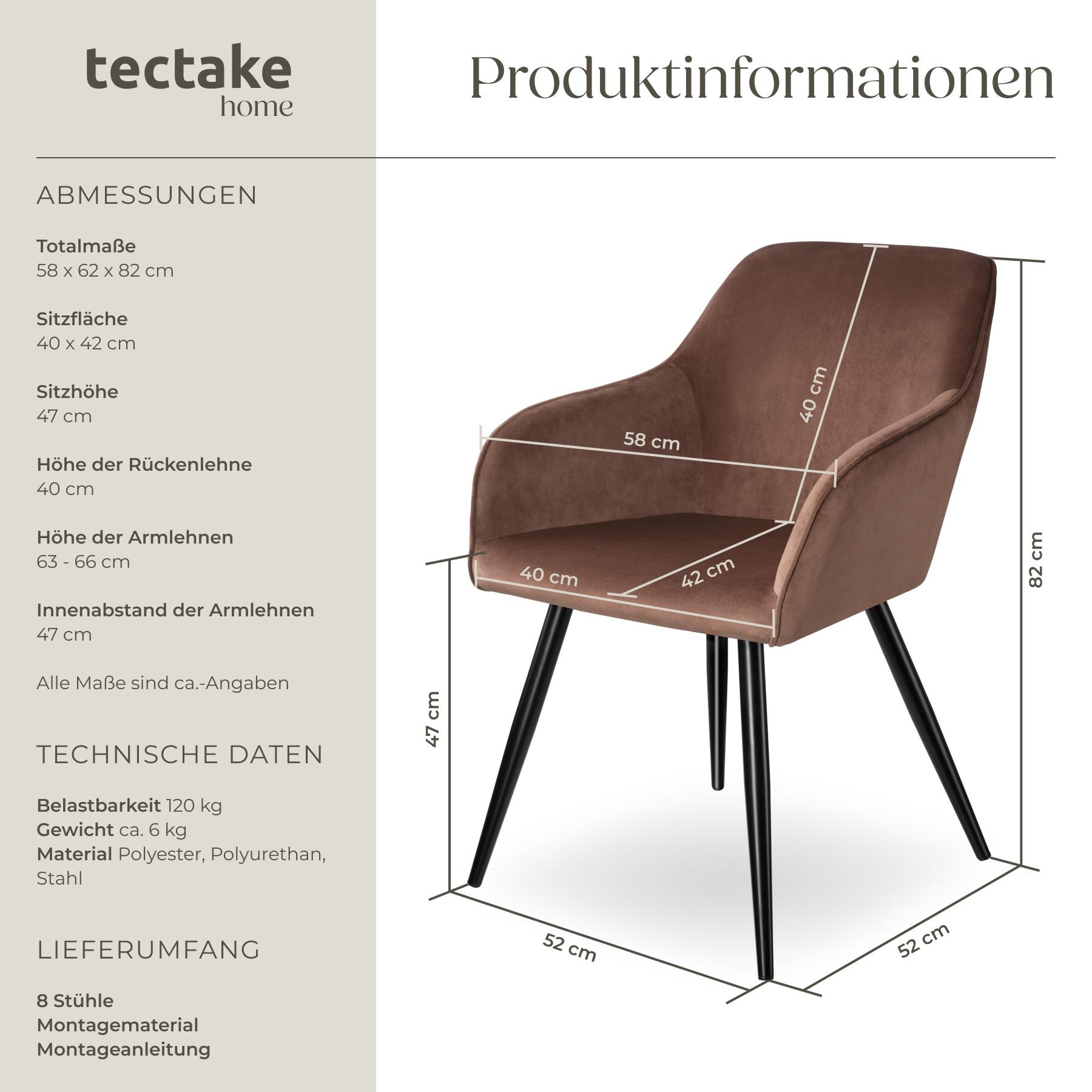 Tectake Stuhl Marilyn Samtoptik-schwarze Stuhlbeine