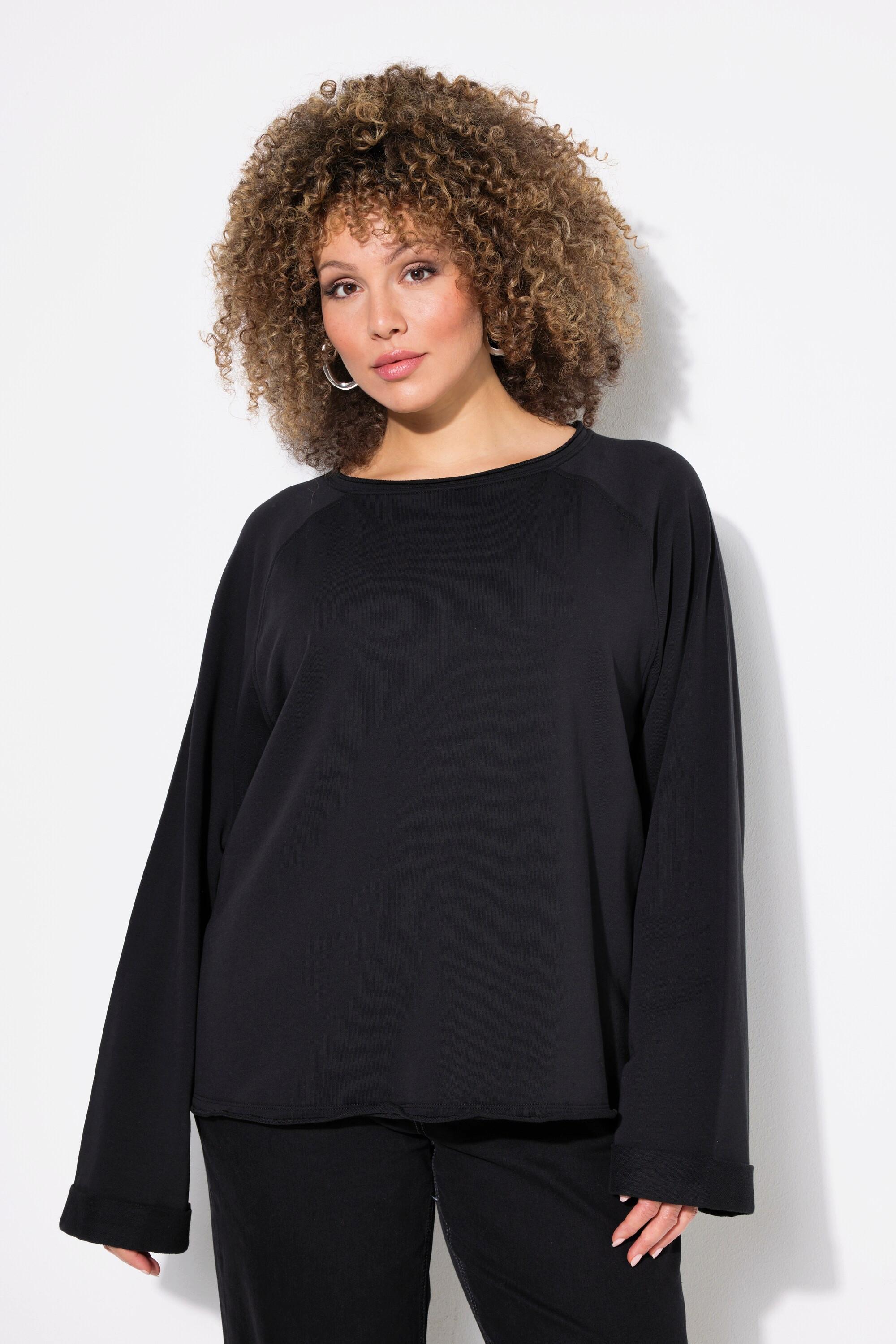 Ulla Popken Sweatshirt, Rollkanten, Rundhals, Langarm