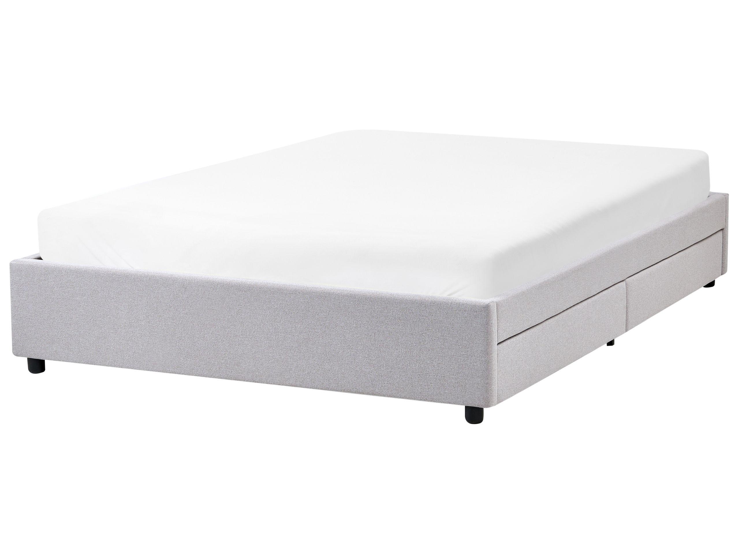 Beliani Bett mit Schubladen ohne Kopfteil aus Polyester Modern PRADES