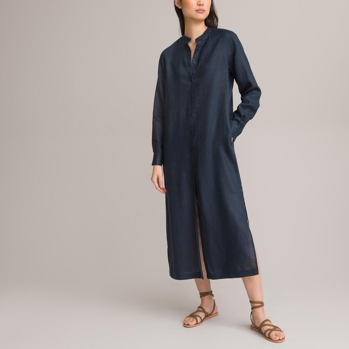 La Redoute Collections Langärmeliges Leinen Maxikleid