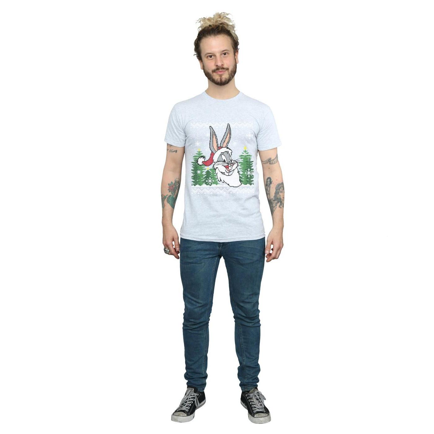 LOONEY TUNES Bugs Bunny Christmas Jumper Style T-Shirt