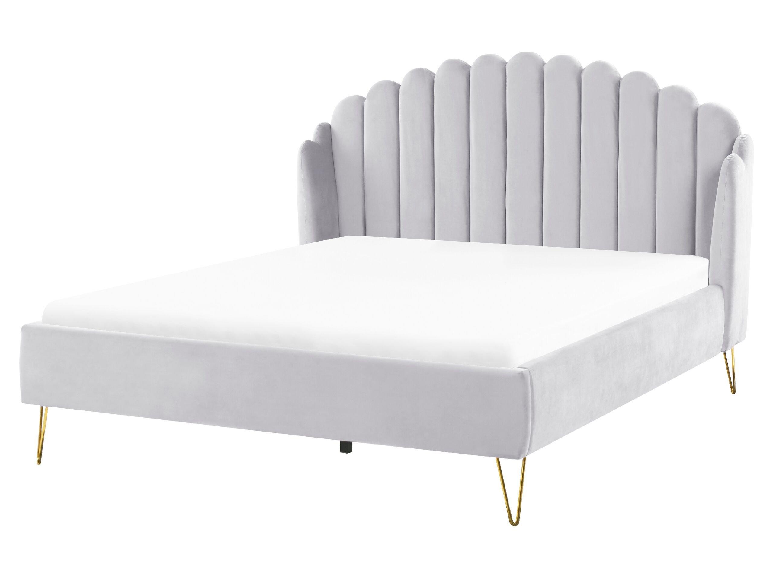 Beliani Bett mit Lattenrost aus Samtstoff Retro AMBILLOU