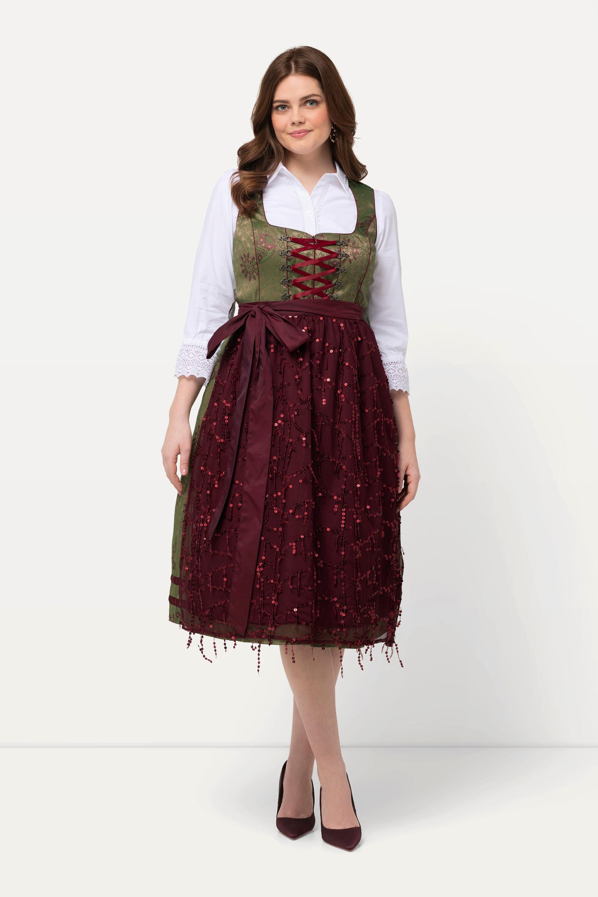 Ulla Popken Dirndl Ornamente Carree-Ausschnitt Ärmellos