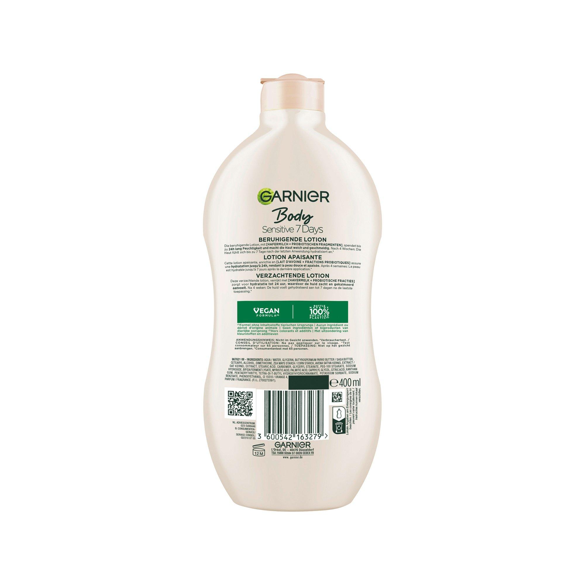 GARNIER Body Sensitiv 7 Tage Beruhigende Milk mit Hafermilch für trockene und empfindliche Haut