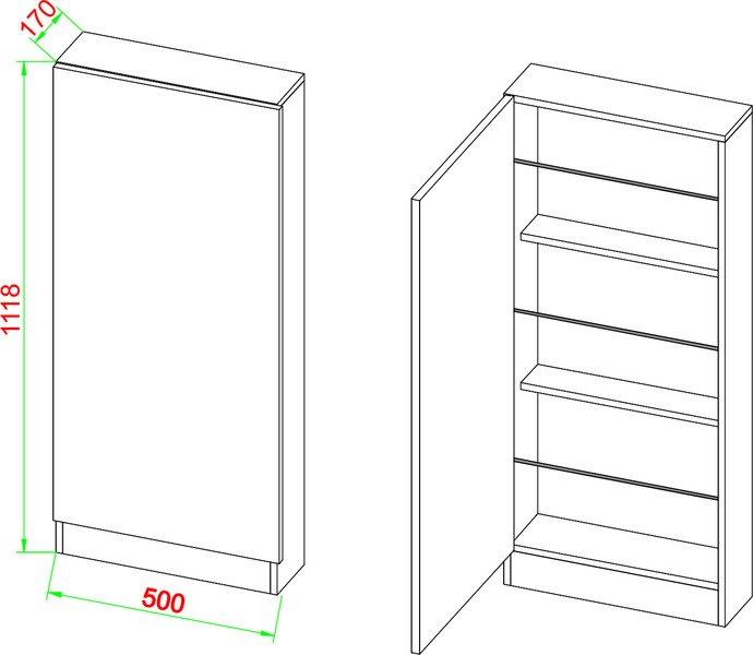VCM Holz Schuhschrank | Maße: H. 180 x B. 50 x T. 17 cm | 2 Drehtüren z. T. mit Spiegel versehen - Fulisa XL Spiegel