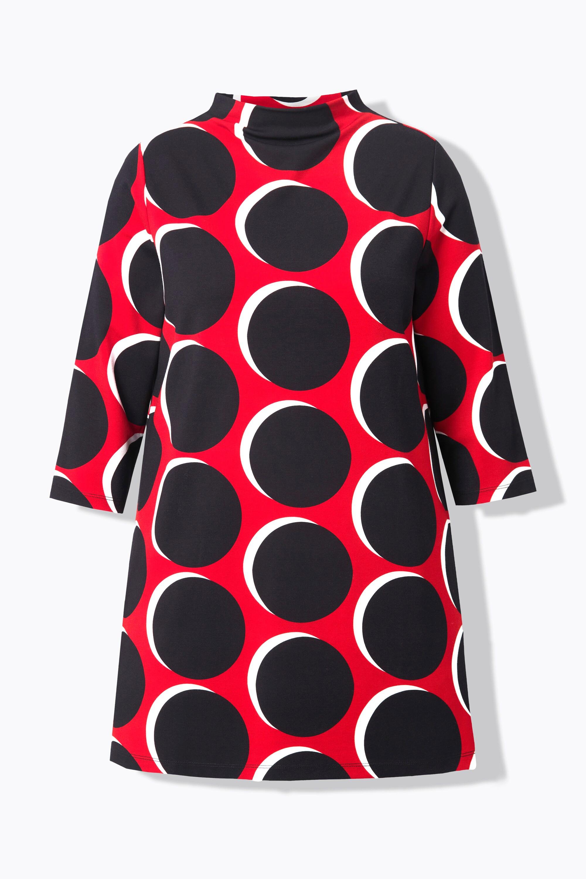 Ulla Popken Sweatshirt, Punkte, A-Linie, Stehkragen, 3/4-Arm