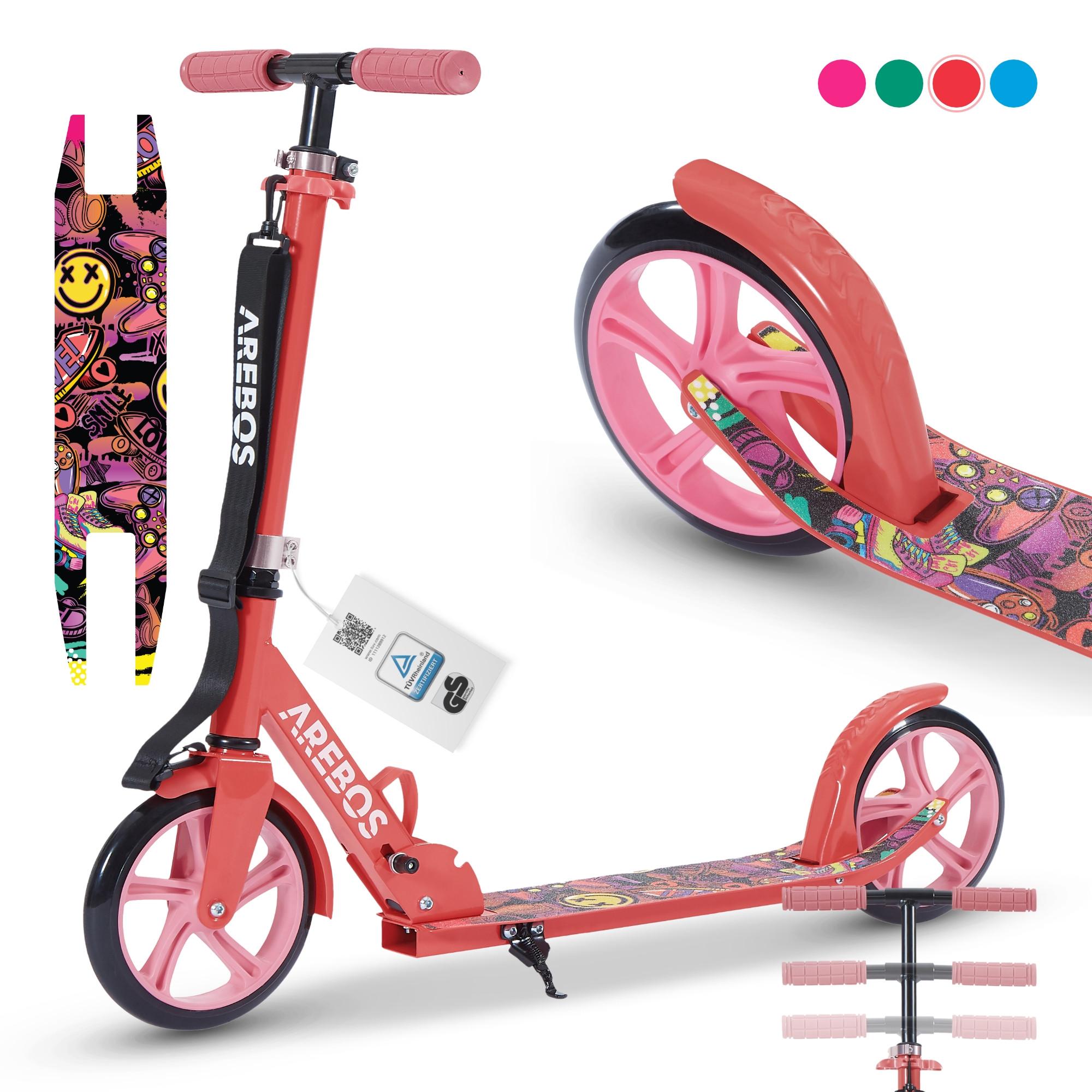 Arebos Tretroller Kickroller Cityroller Kinderroller Erwachsene Scooter Rot