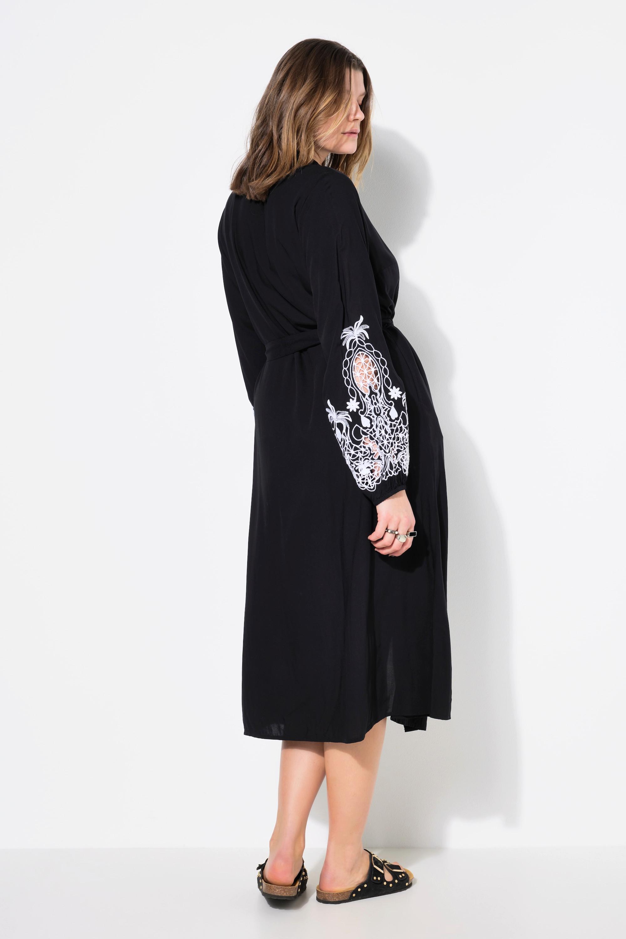 Studio Untold Hemdblusen Midikleid A-Linie bestickte Puffärmel