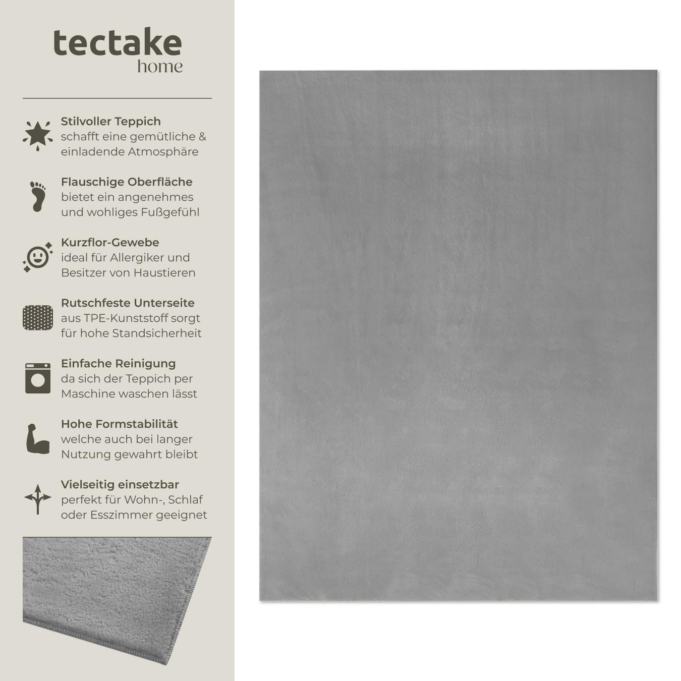Tectake Kurzflorteppich Soft Zone 140 x 200 cm