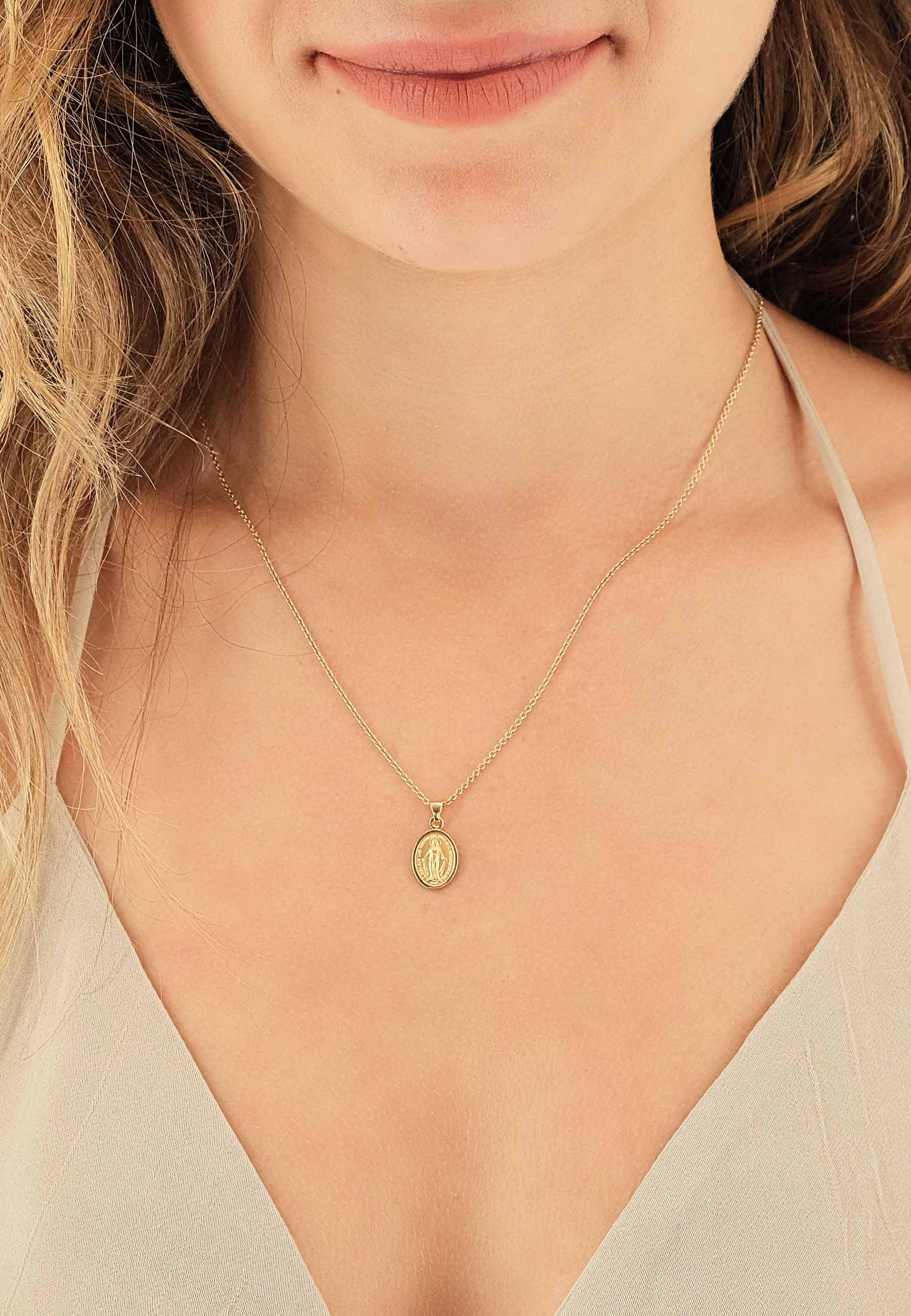 MUAU Schmuck Anhänger Milagrosa/Immaculata Gelbgold 750, 12 mm