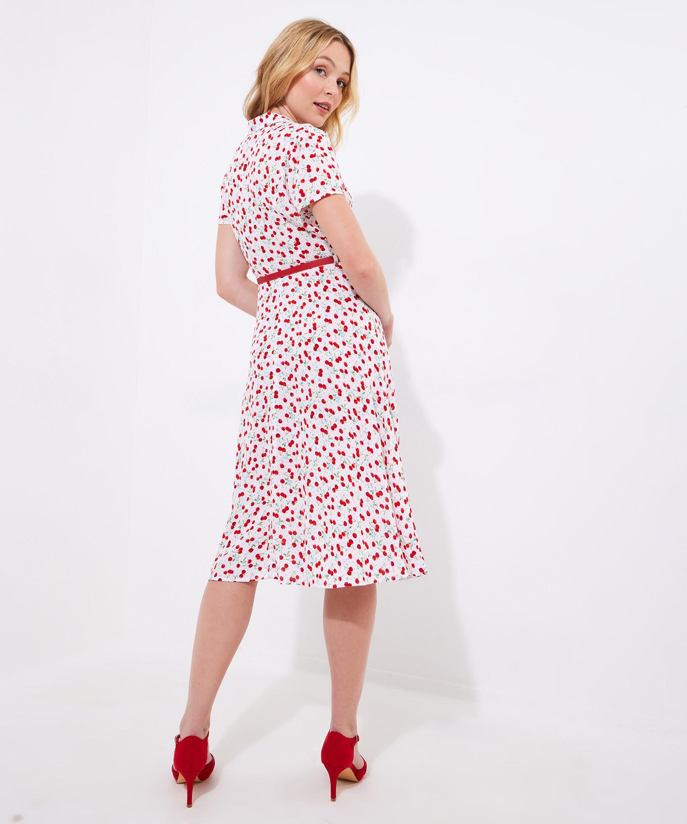 Joe Browns PETITE Midikleid mit Krawatte und Kirschenmuster
