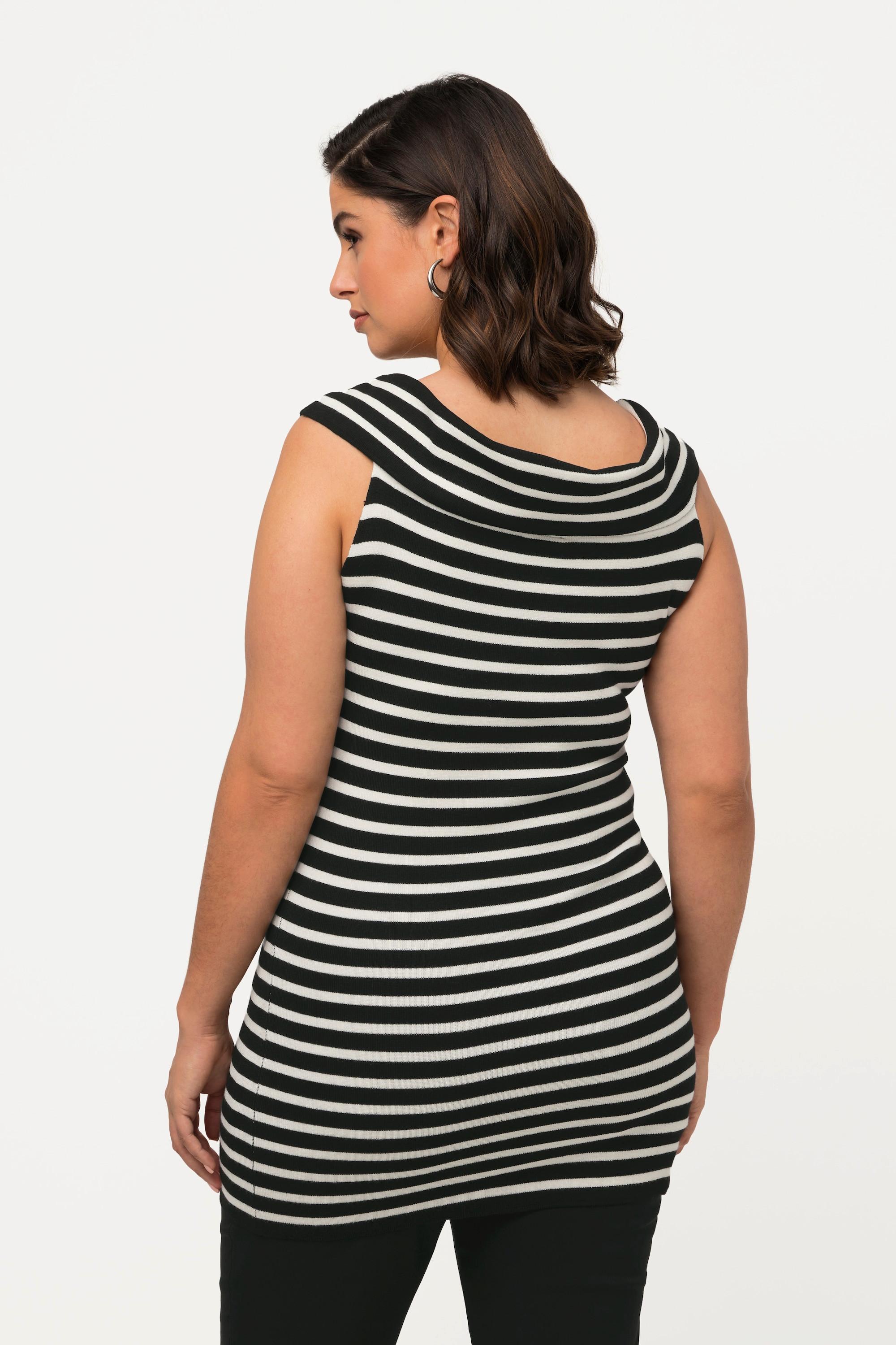 Ulla Popken Stricktop, Ringel, Carmenausschnitt, ärmellos, schulterfrei