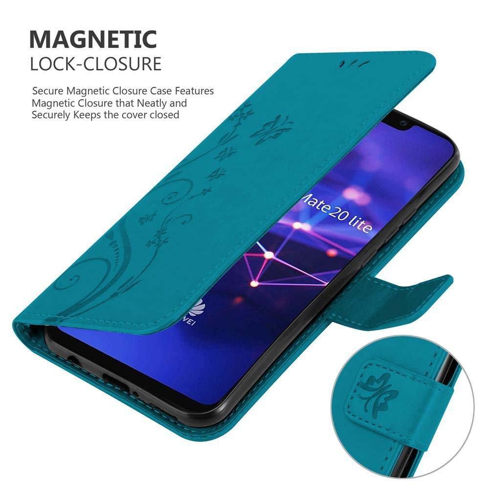 Cadorabo Hülle für Huawei MATE 20 LITE Blumen Design Magnetverschluss