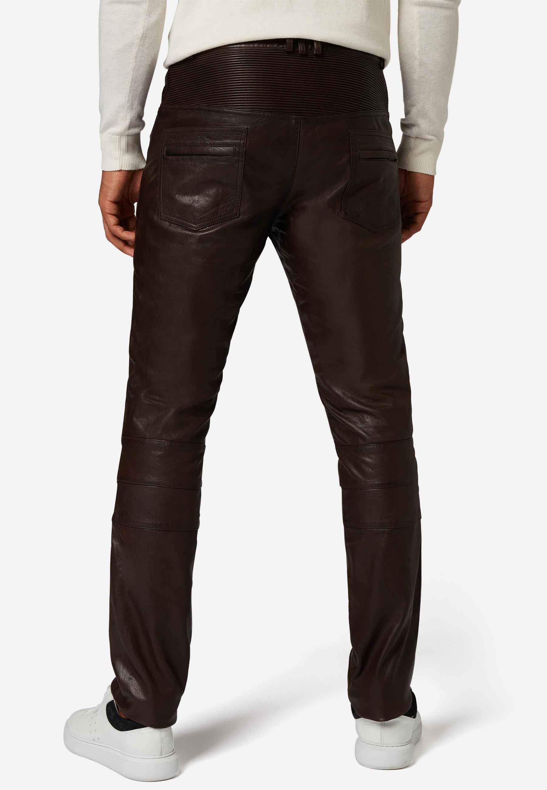 RICANO Franklin Lederhose im 5-Pocket-Stil mit Bikerapplikationen