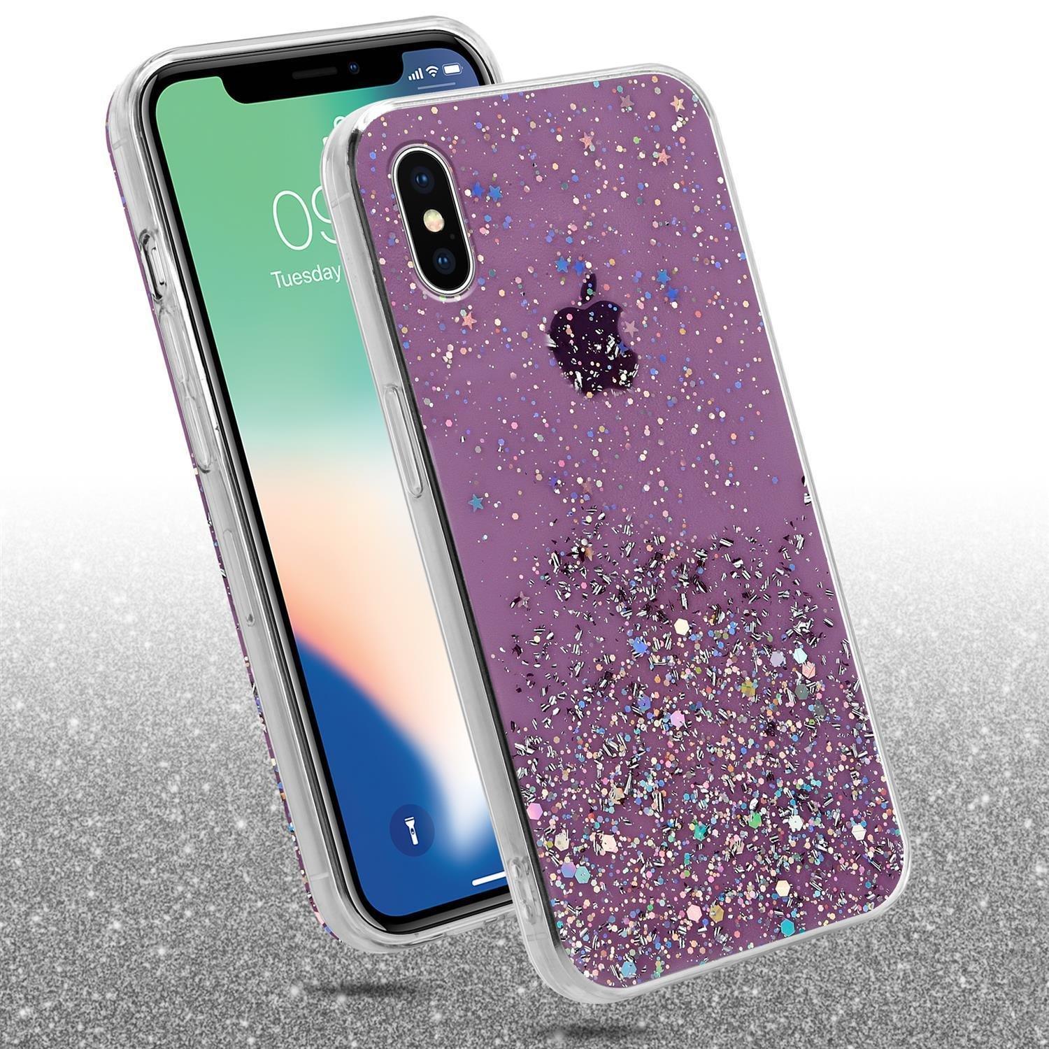 Cadorabo Hülle für Apple iPhone X XS TPU Silikon mit funkelnden Glitter