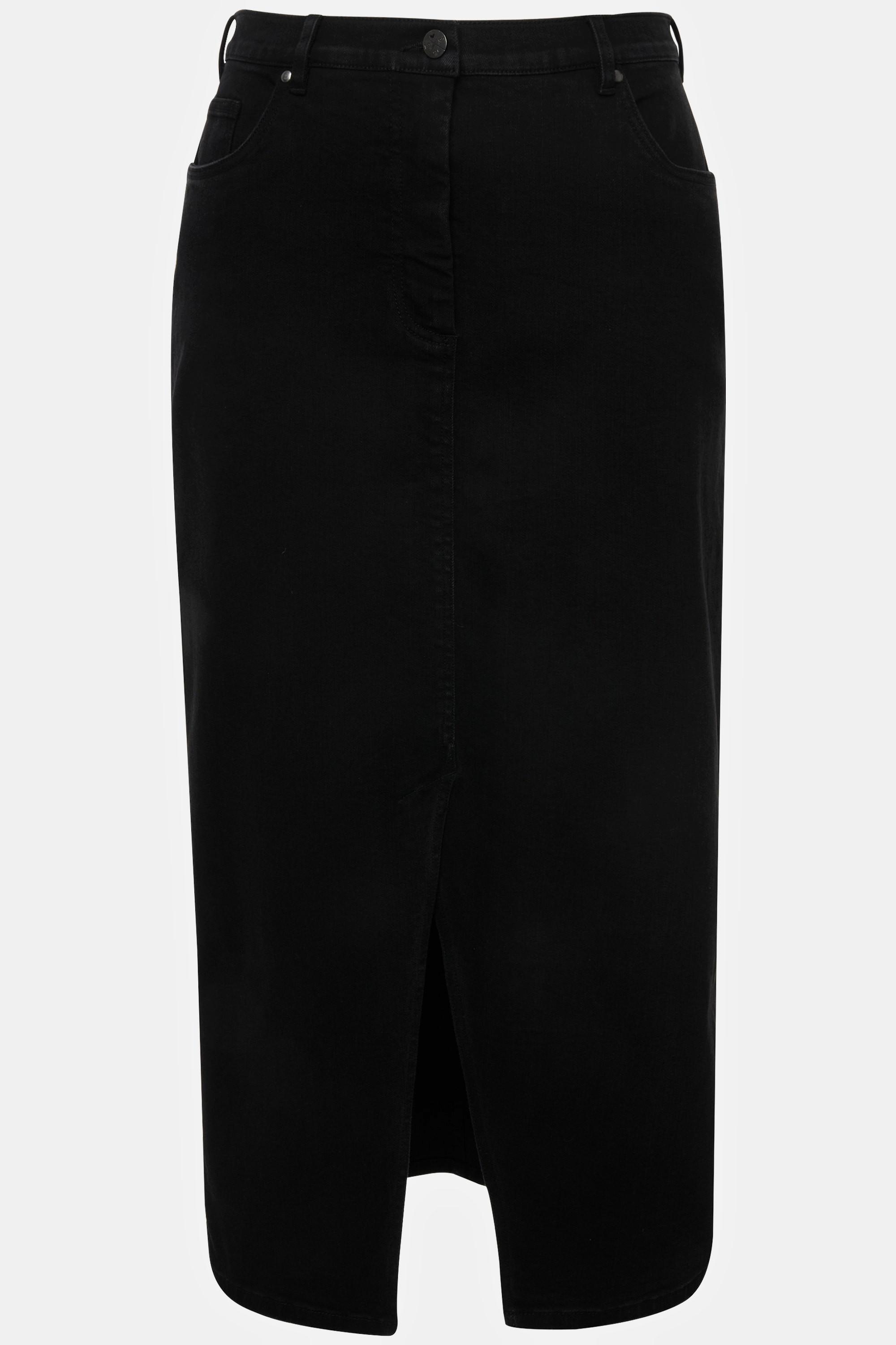 Ulla Popken Jeans-Midirock, Saumschlitz, Komfortbund