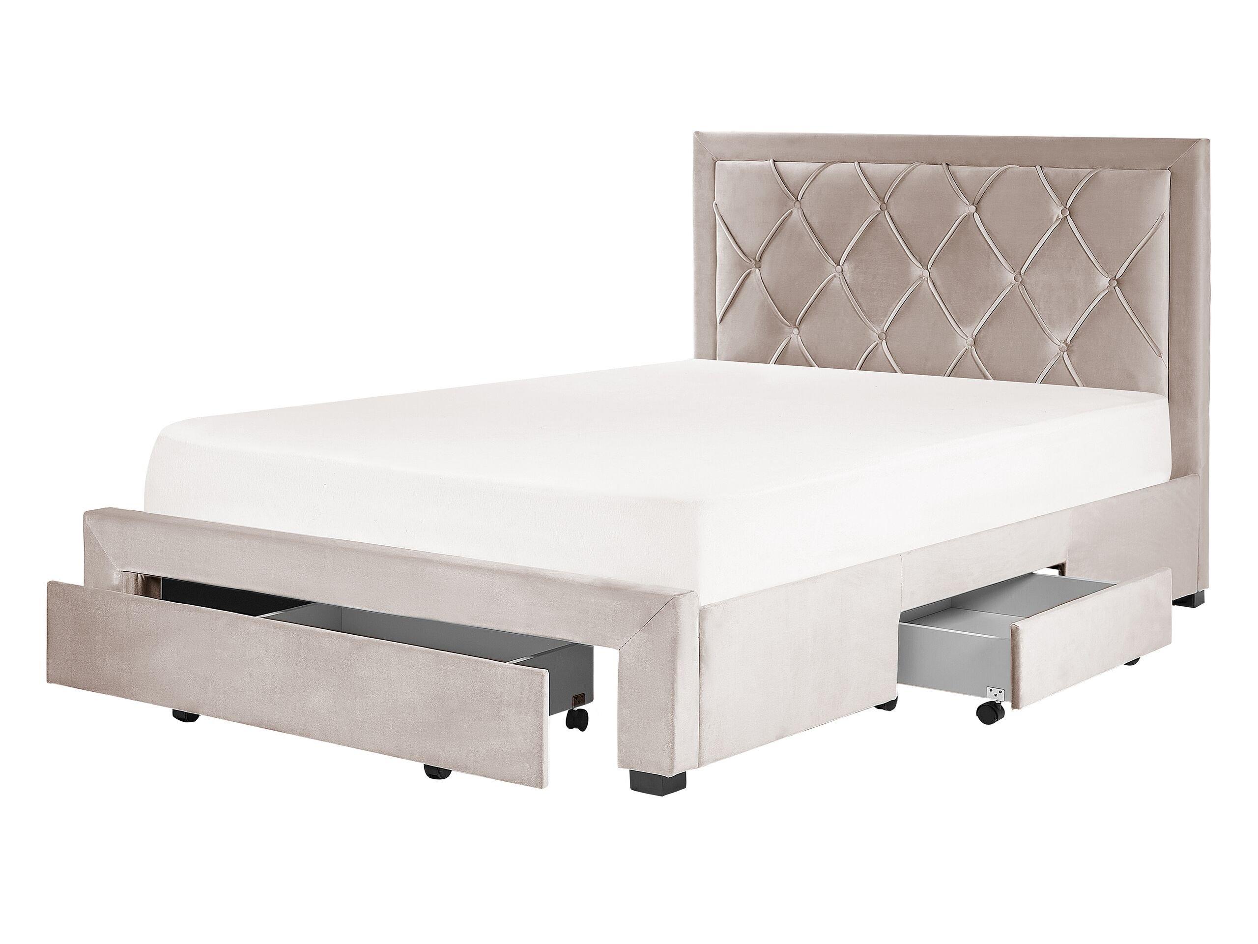 Beliani Bett mit Bettkasten aus Samtstoff Glamourös LIEVIN