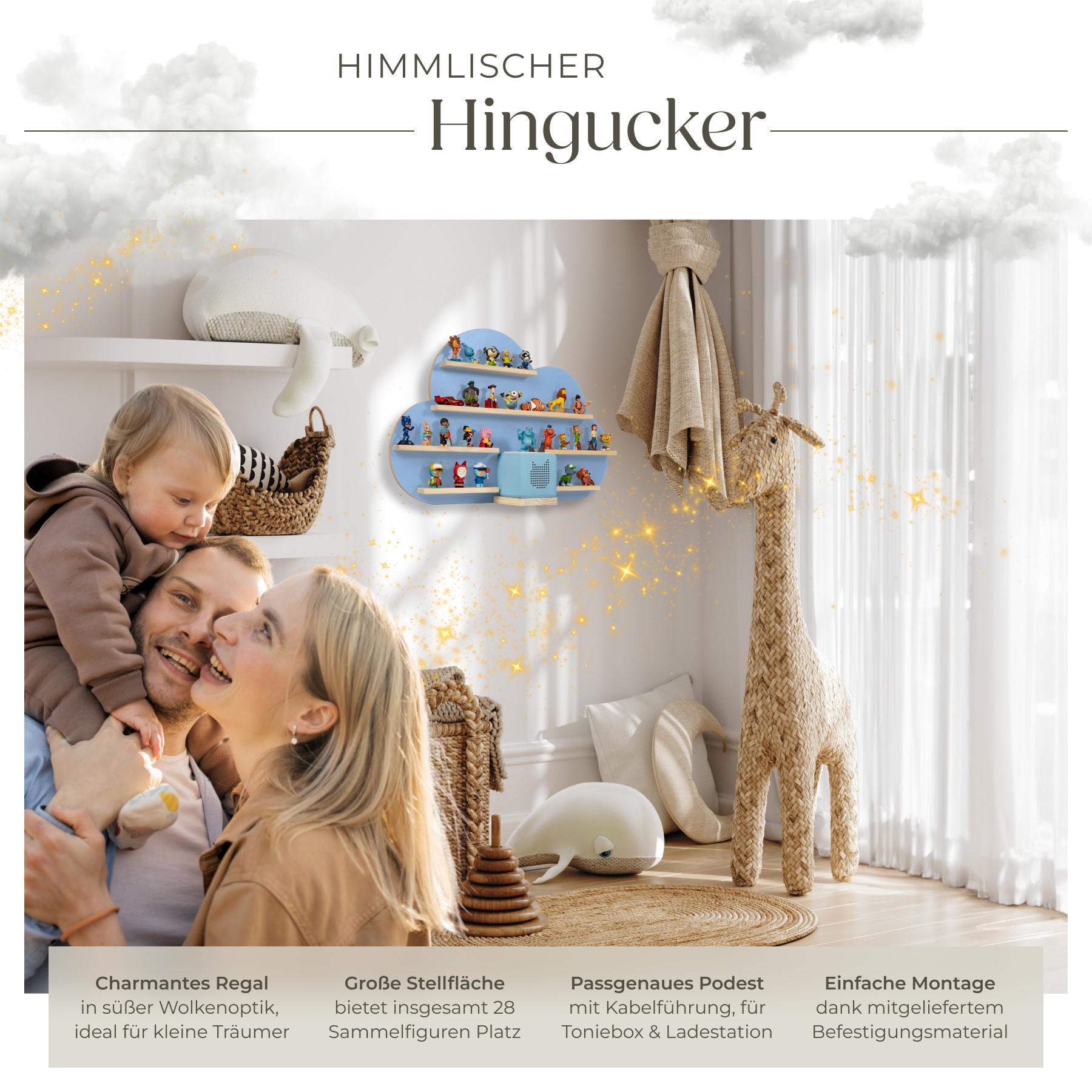 Tectake Wandregal MyLittleStory Cloud für bis zu 28 Tonies