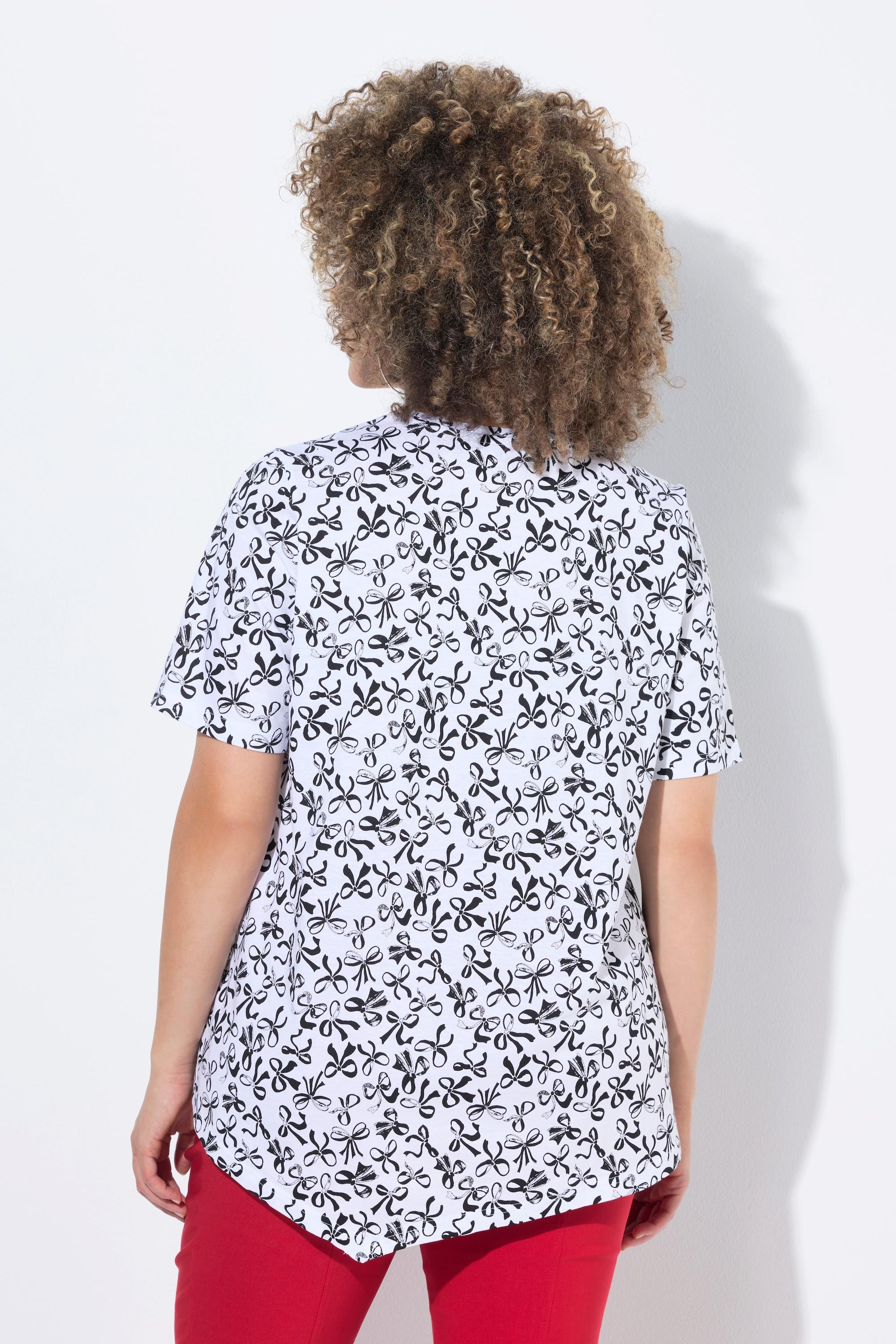 Ulla Popken T-Shirt Schleifen Biesen A-Linie Rundhals Halbarm