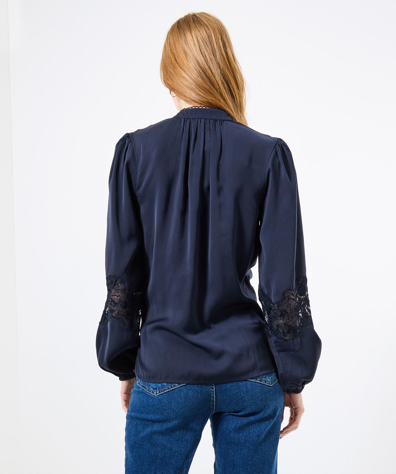 Joe Browns Marineblaue Satinbluse