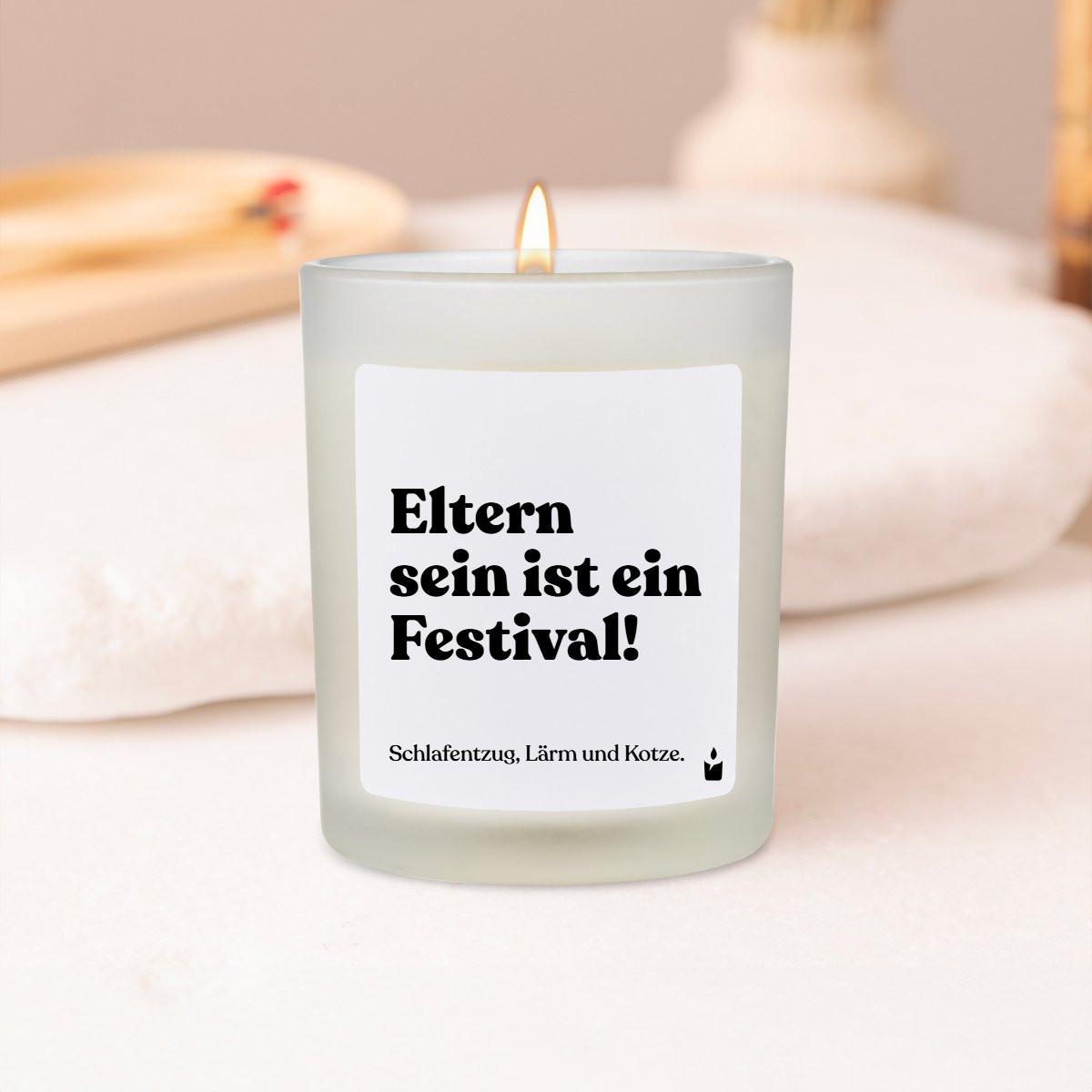 CandleHand Duftkerze Woody Eltern sein ist ein Festival! Schlafentzug, Lärm und Kotze.