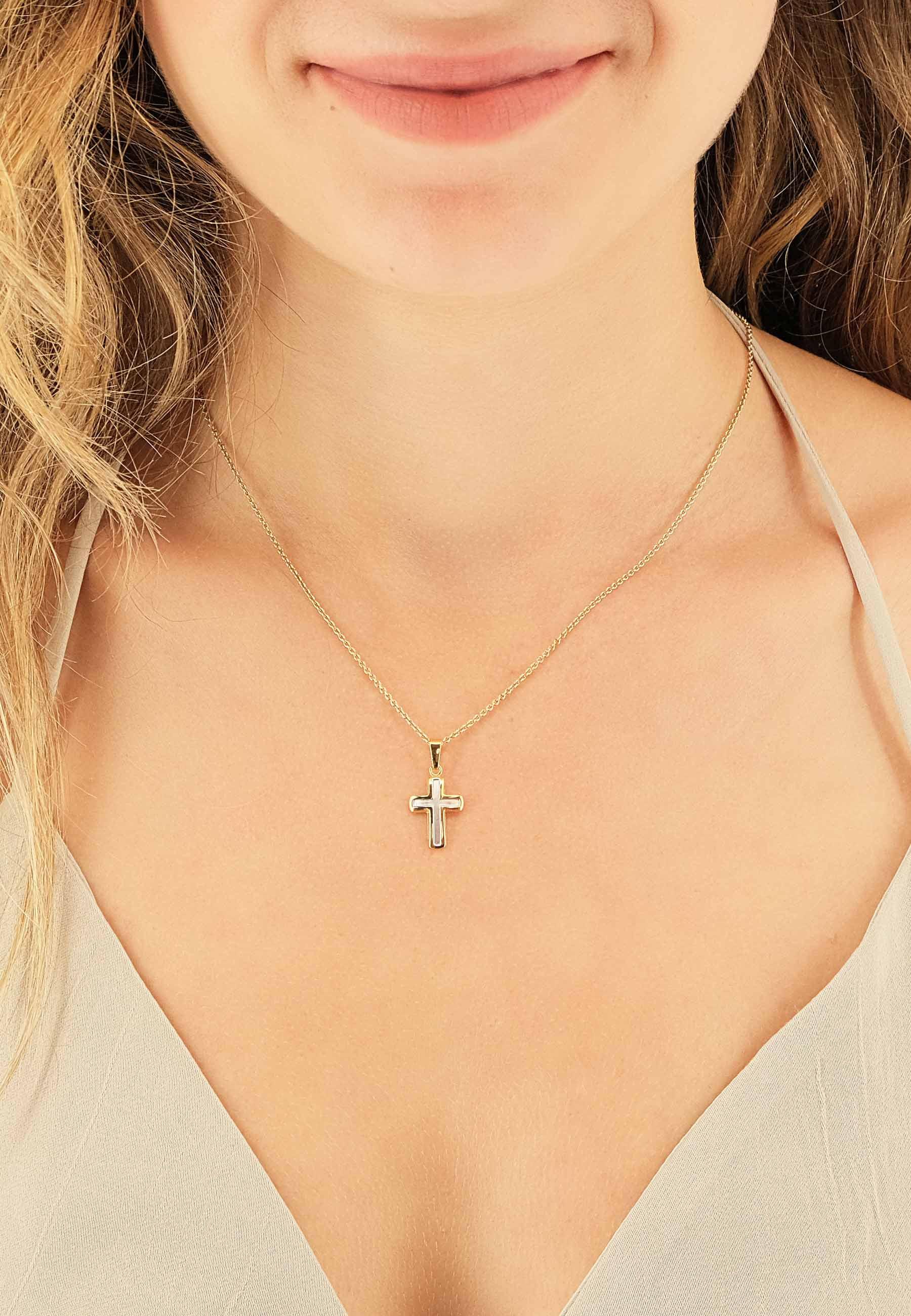 MUAU Schmuck Anhänger Kreuz Gelbgold 750, 21x11mm