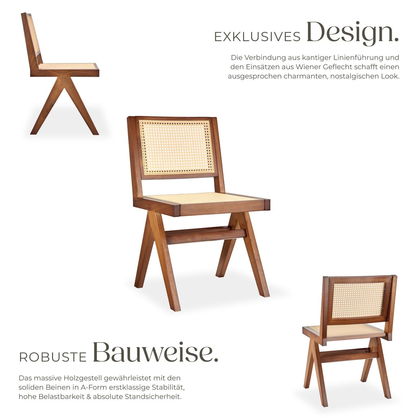 Tectake Retro-Design im 50er-Jahre-Stil grosse Rückenlehne und Sitzfläche mit Wiener Geflecht