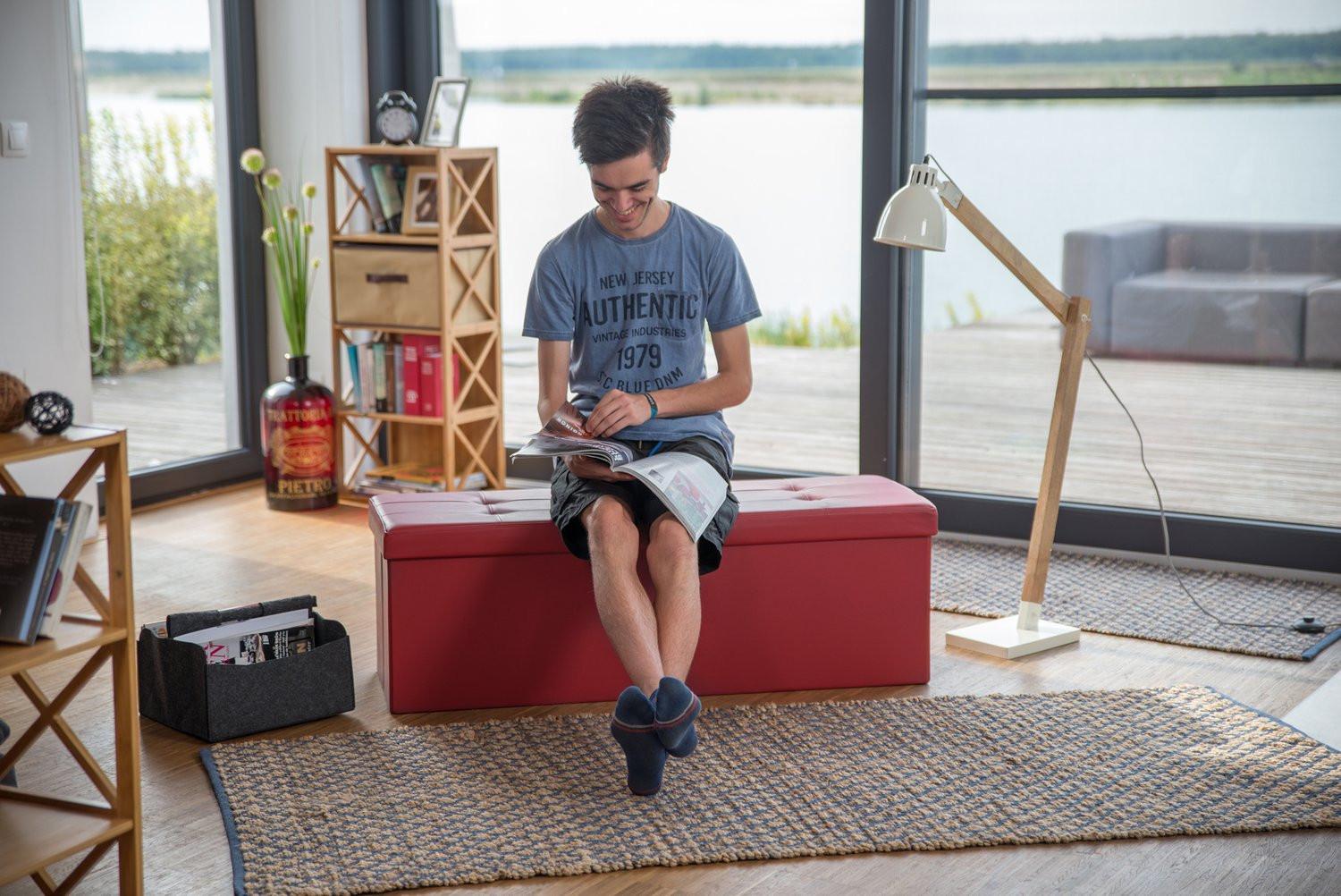 B2X Klappbare Aufbewahrungsbank aus Kunstleder