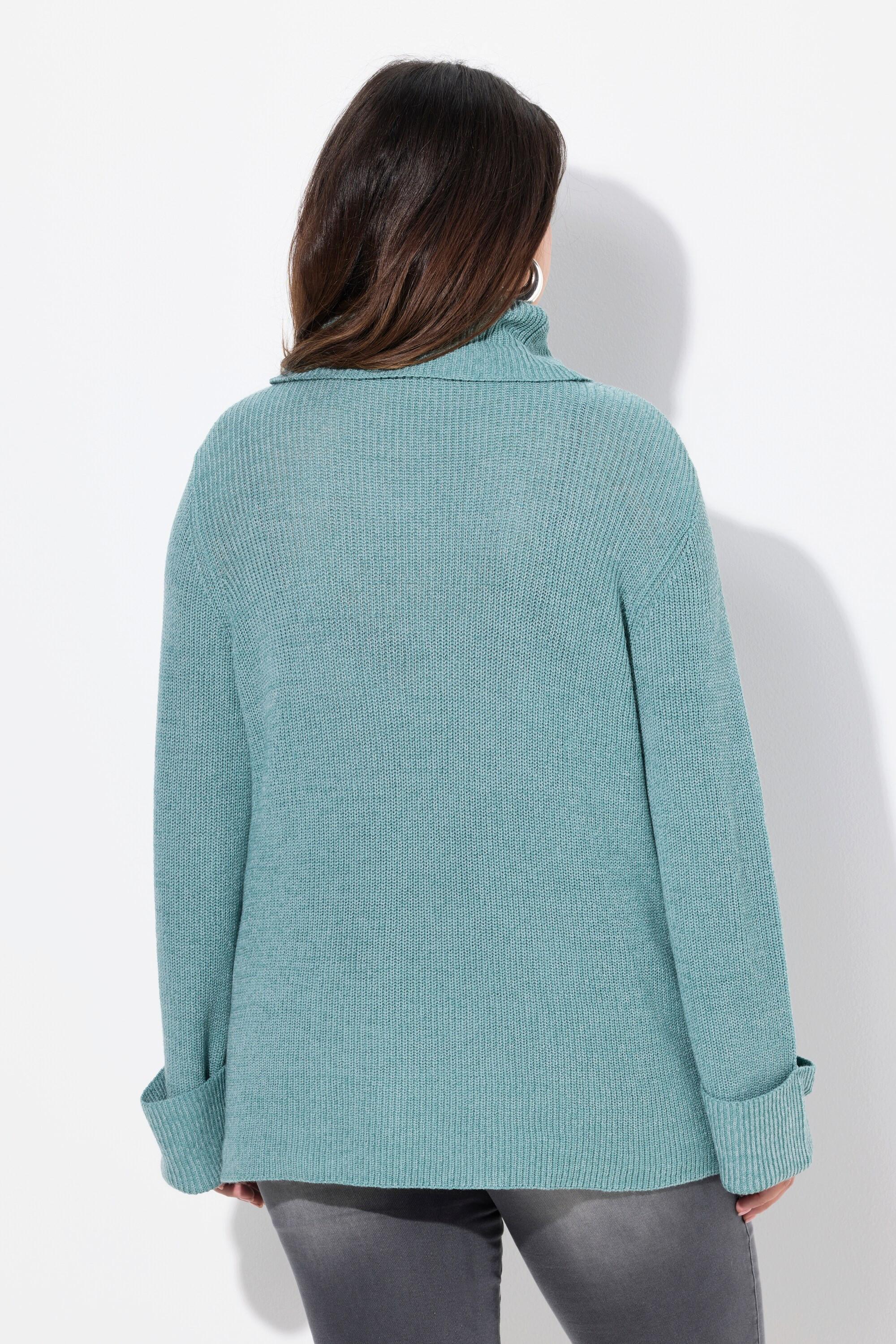 Ulla Popken Pullover, Rollkragen, Reißverschluss, Langarm