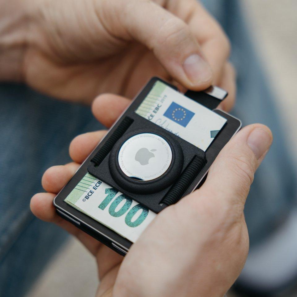AVIATOR Aviator Smart Wallet Slide, Obsidian Schwarz, mit AirTag Cash Clip